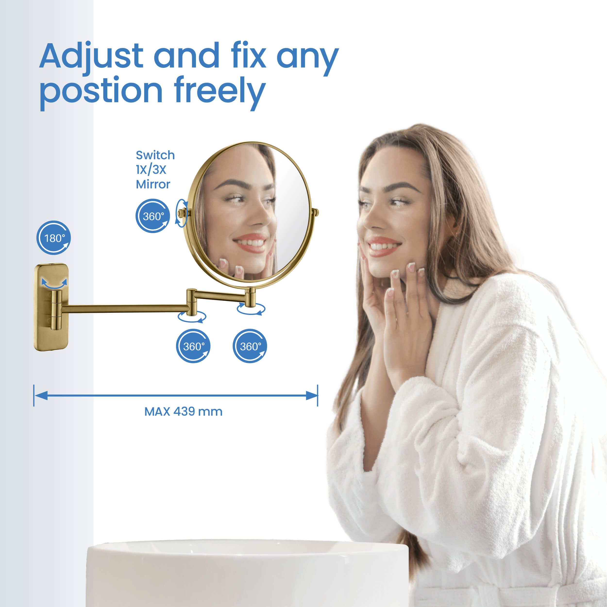 Wall Mount Magnifying Makeup Mirror KMM100