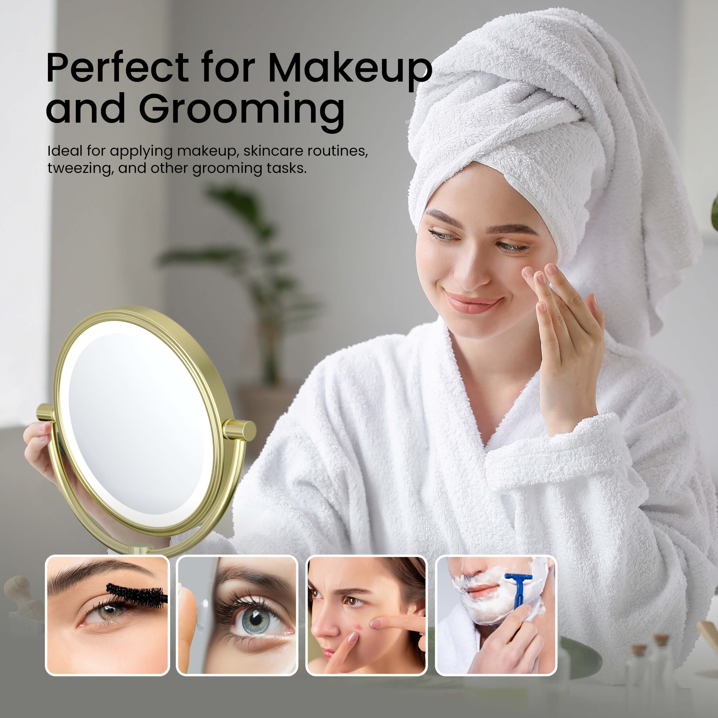 Circular LED Free Standing Magnifying Makeup Mirror KMM104