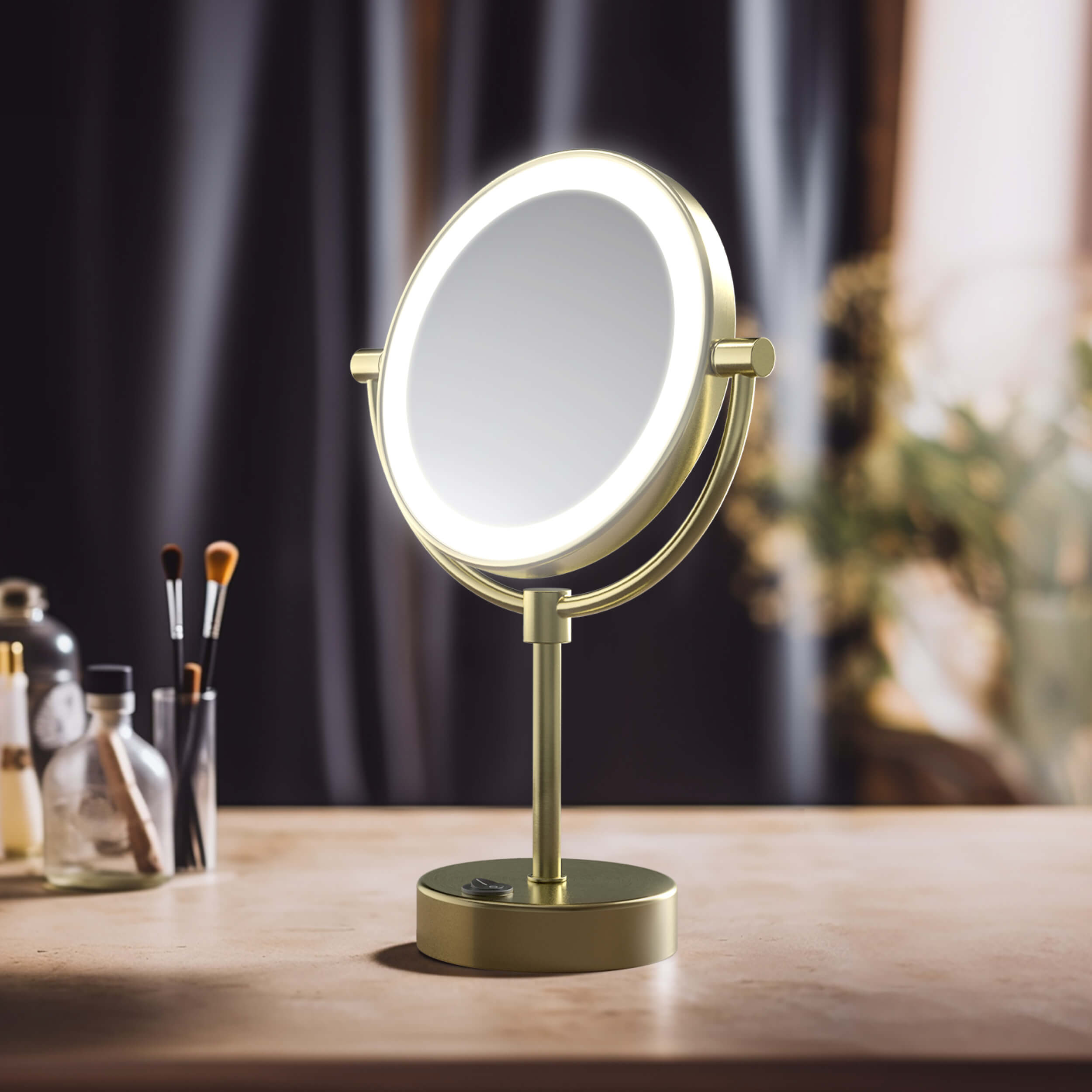 Circular LED Free Standing Magnifying Makeup Mirror KMM104