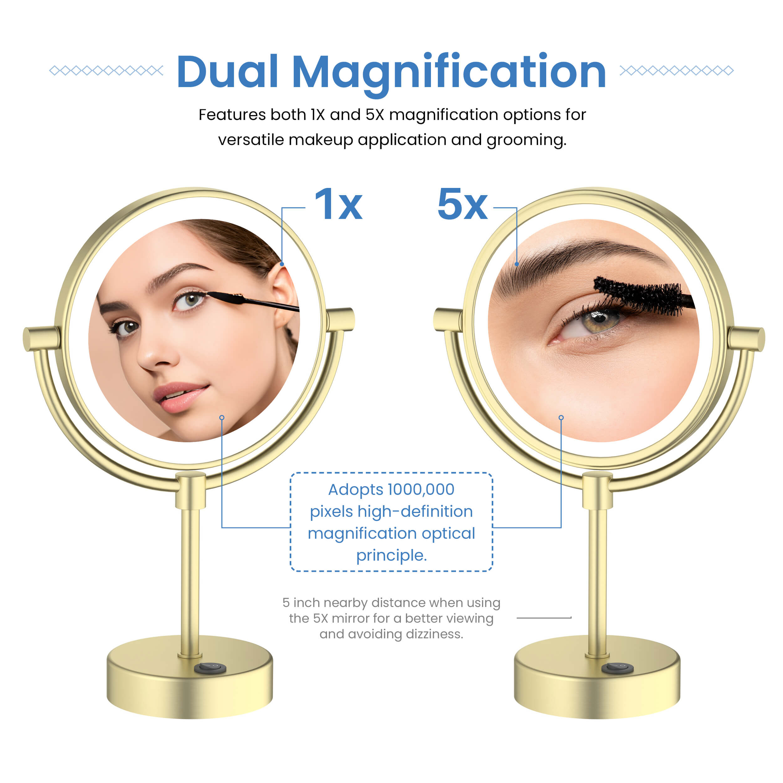 Circular LED Free Standing Magnifying Makeup Mirror KMM104