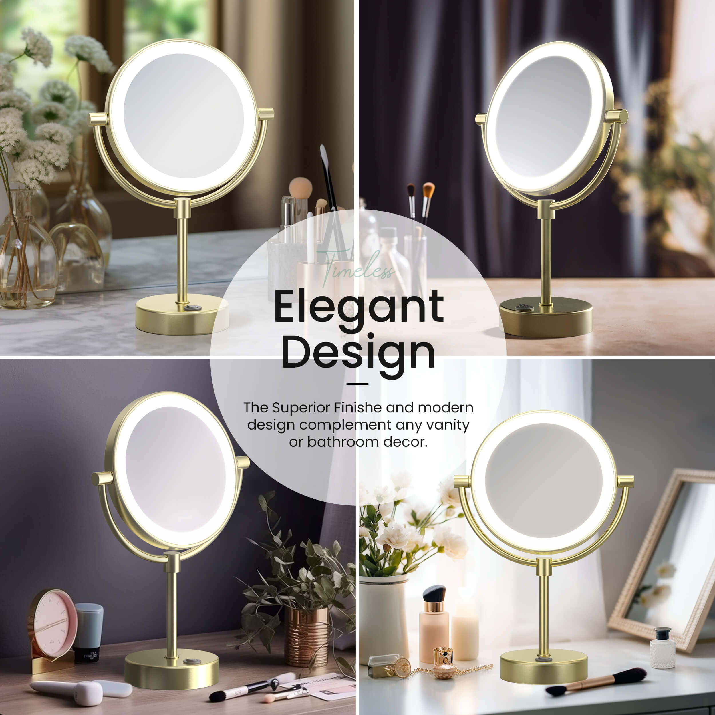 Circular LED Free Standing Magnifying Makeup Mirror KMM104