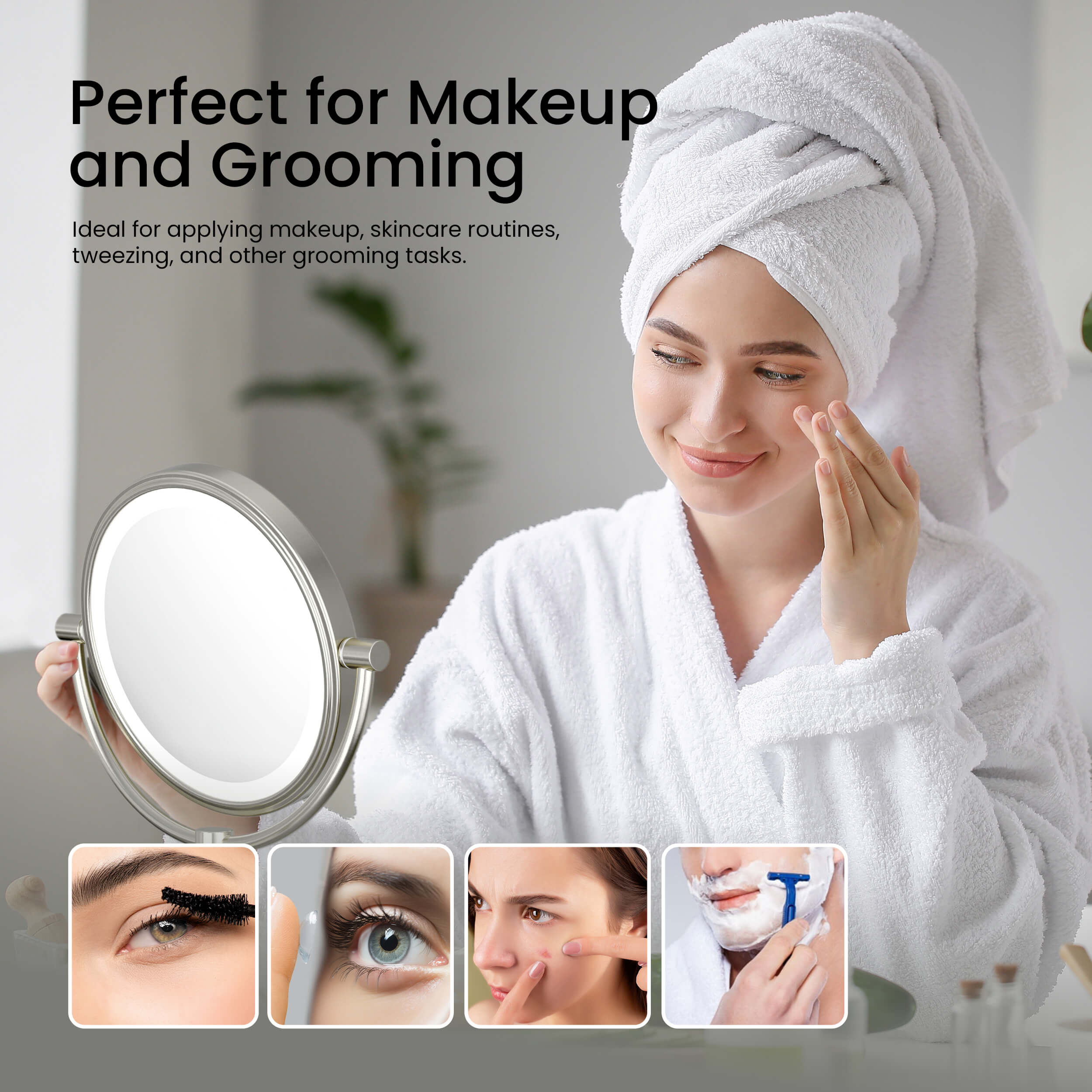 Circular LED Free Standing Magnifying Makeup Mirror KMM104