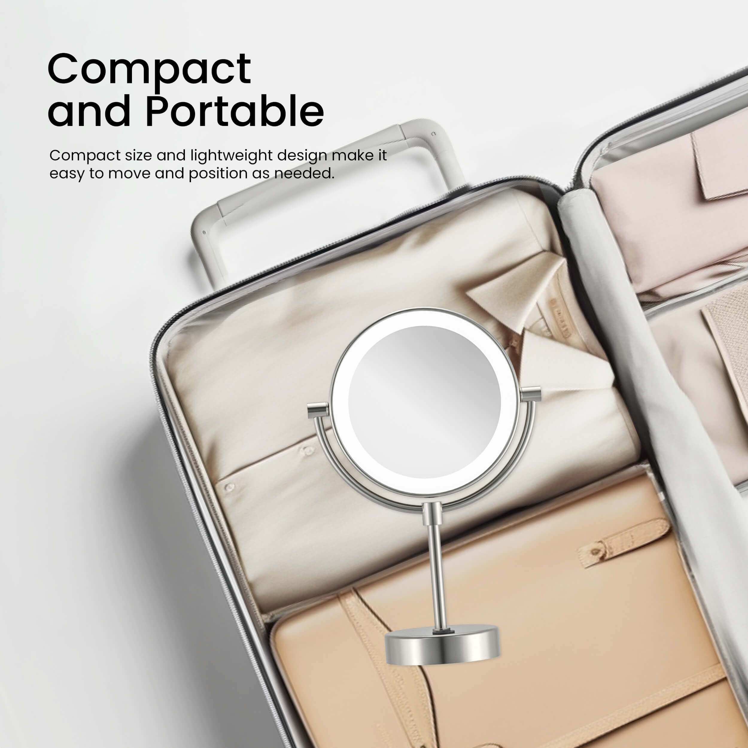 Circular LED Free Standing Magnifying Makeup Mirror KMM104