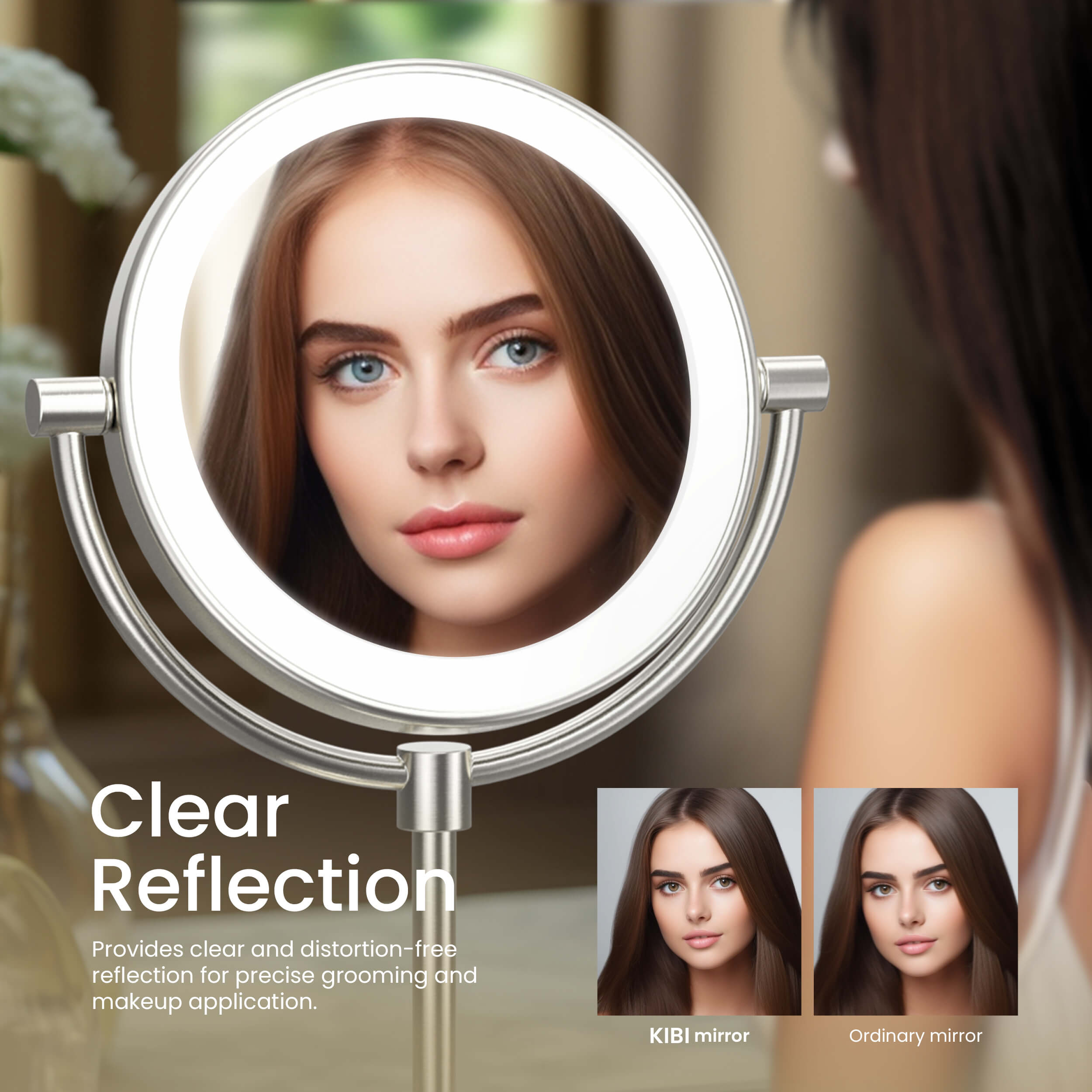 Circular LED Free Standing Magnifying Makeup Mirror KMM104