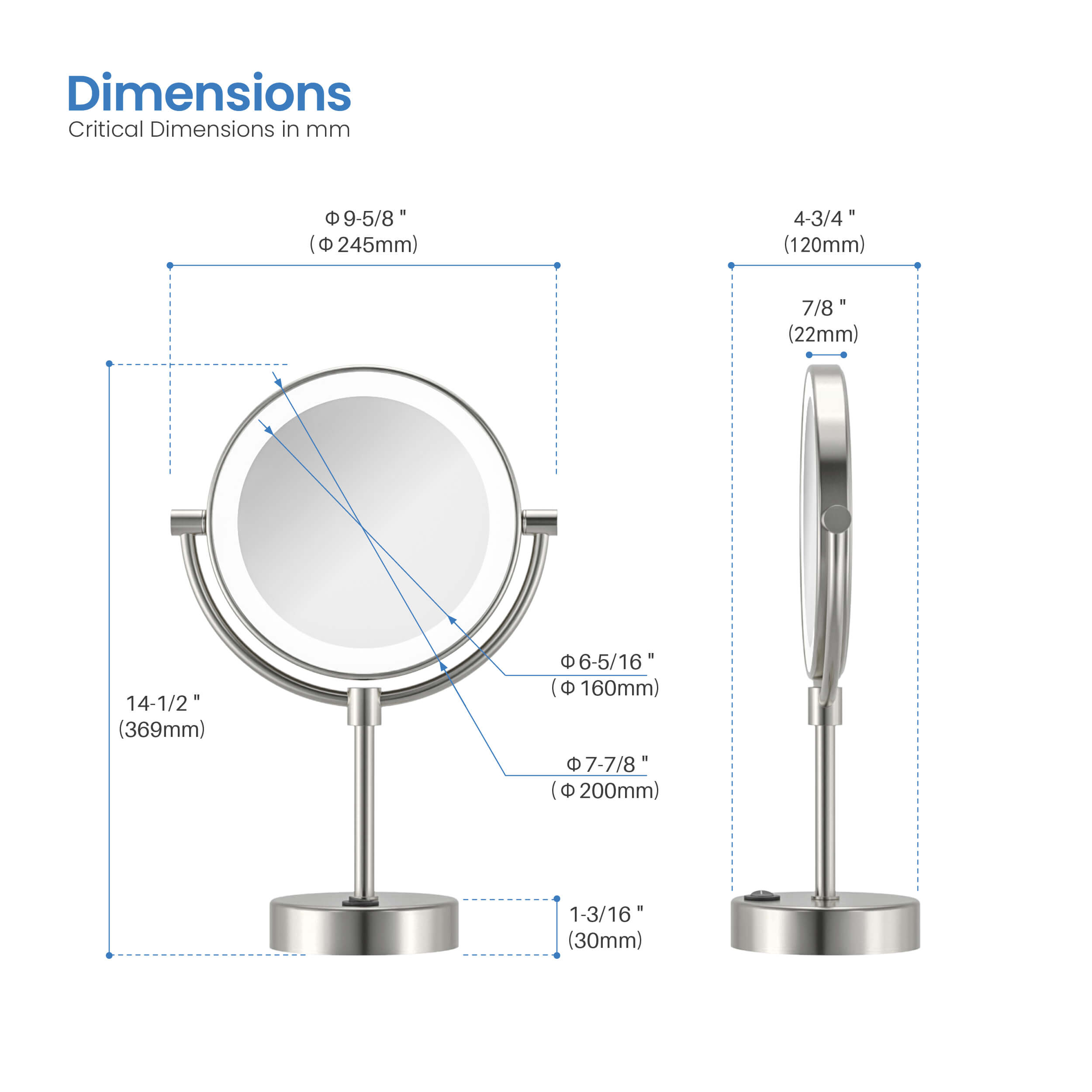 Circular LED Free Standing Magnifying Makeup Mirror KMM104