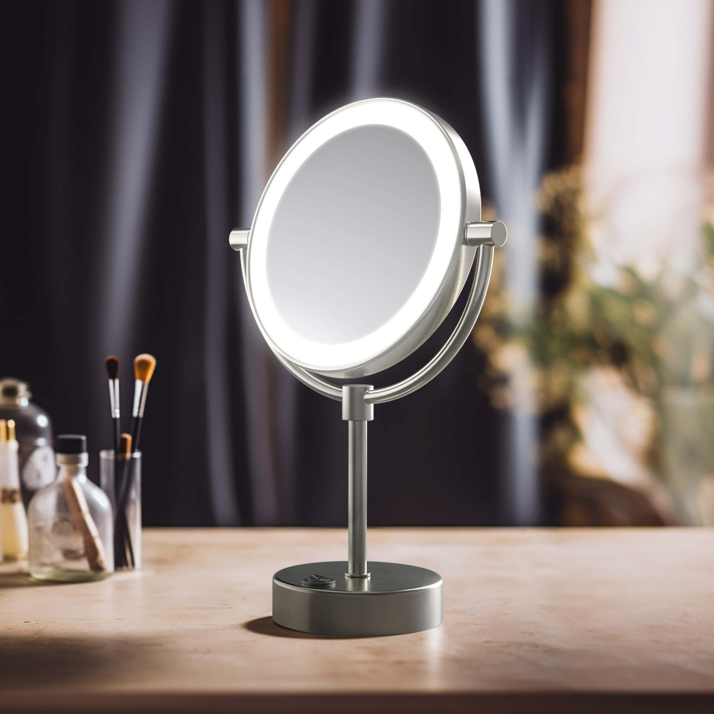 Circular LED Free Standing Magnifying Makeup Mirror KMM104