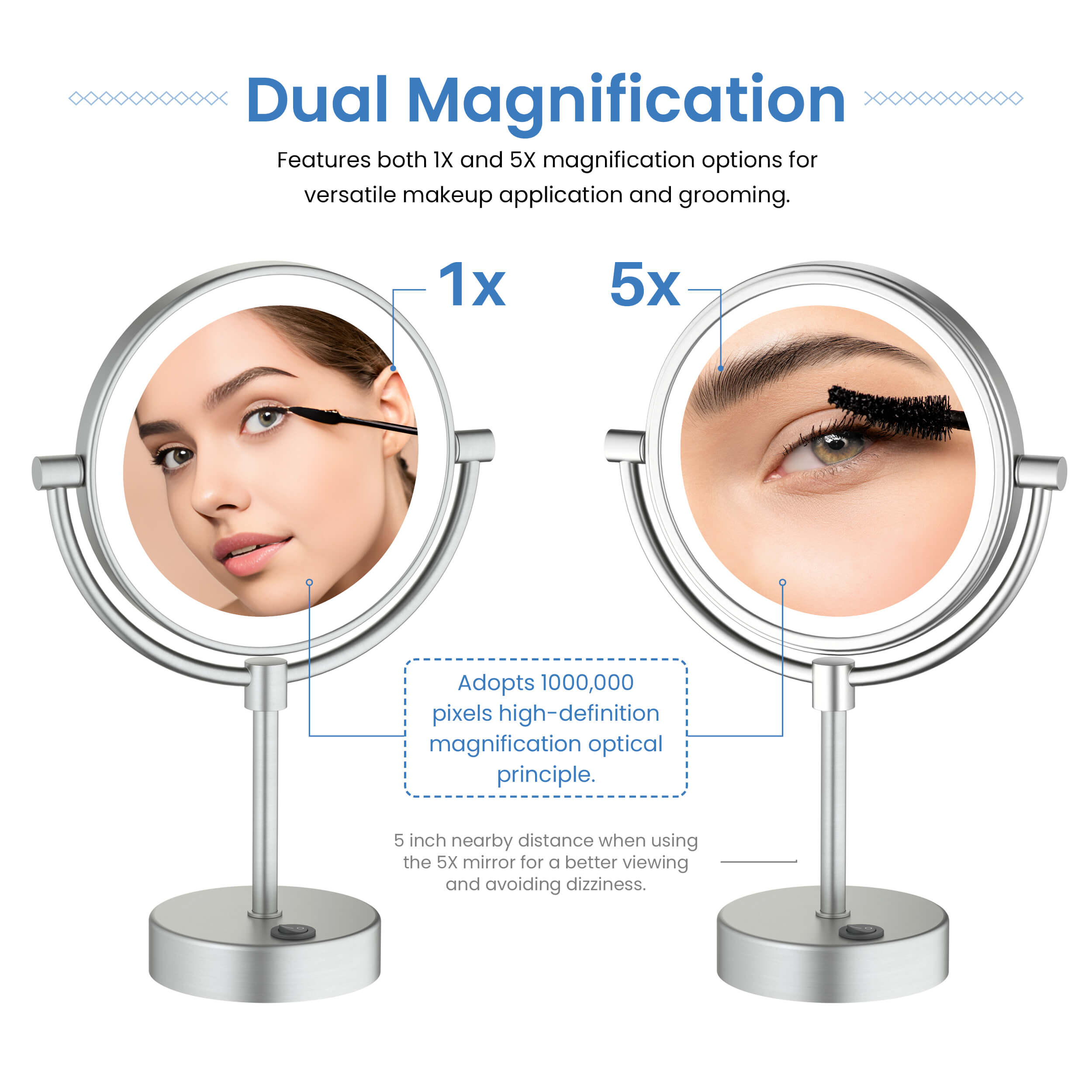 Circular LED Free Standing Magnifying Makeup Mirror KMM104