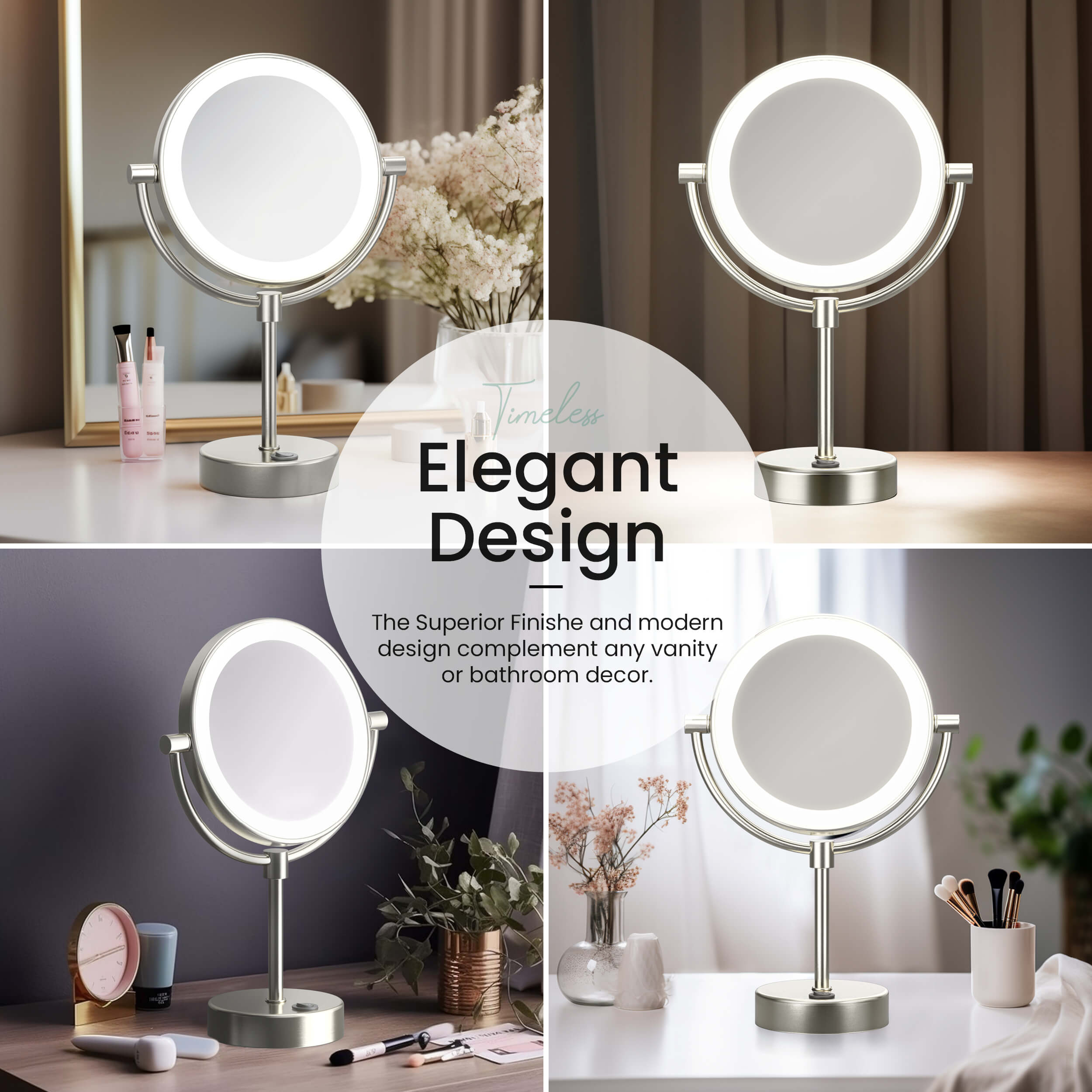 Circular LED Free Standing Magnifying Makeup Mirror KMM104