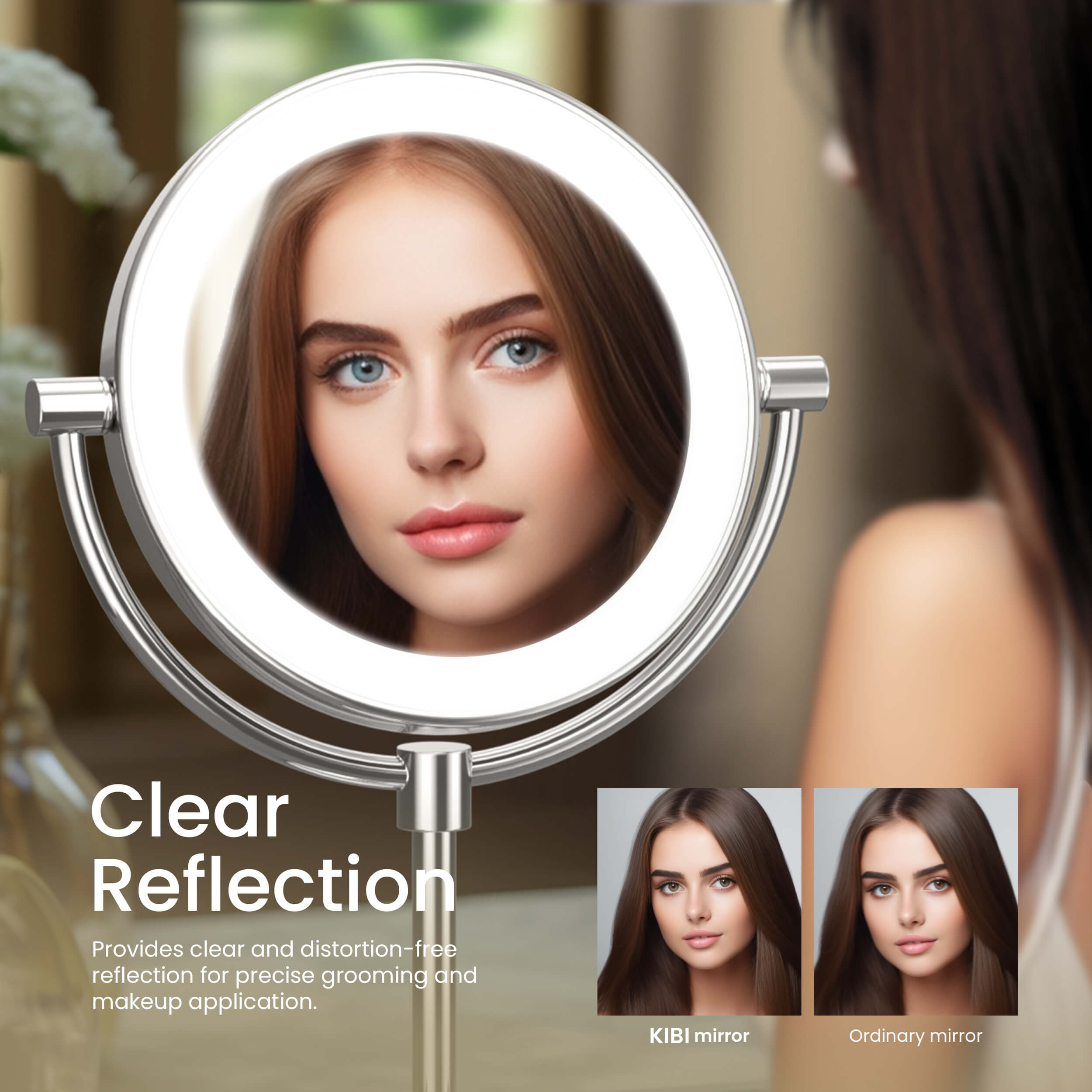Circular LED Free Standing Magnifying Makeup Mirror KMM104