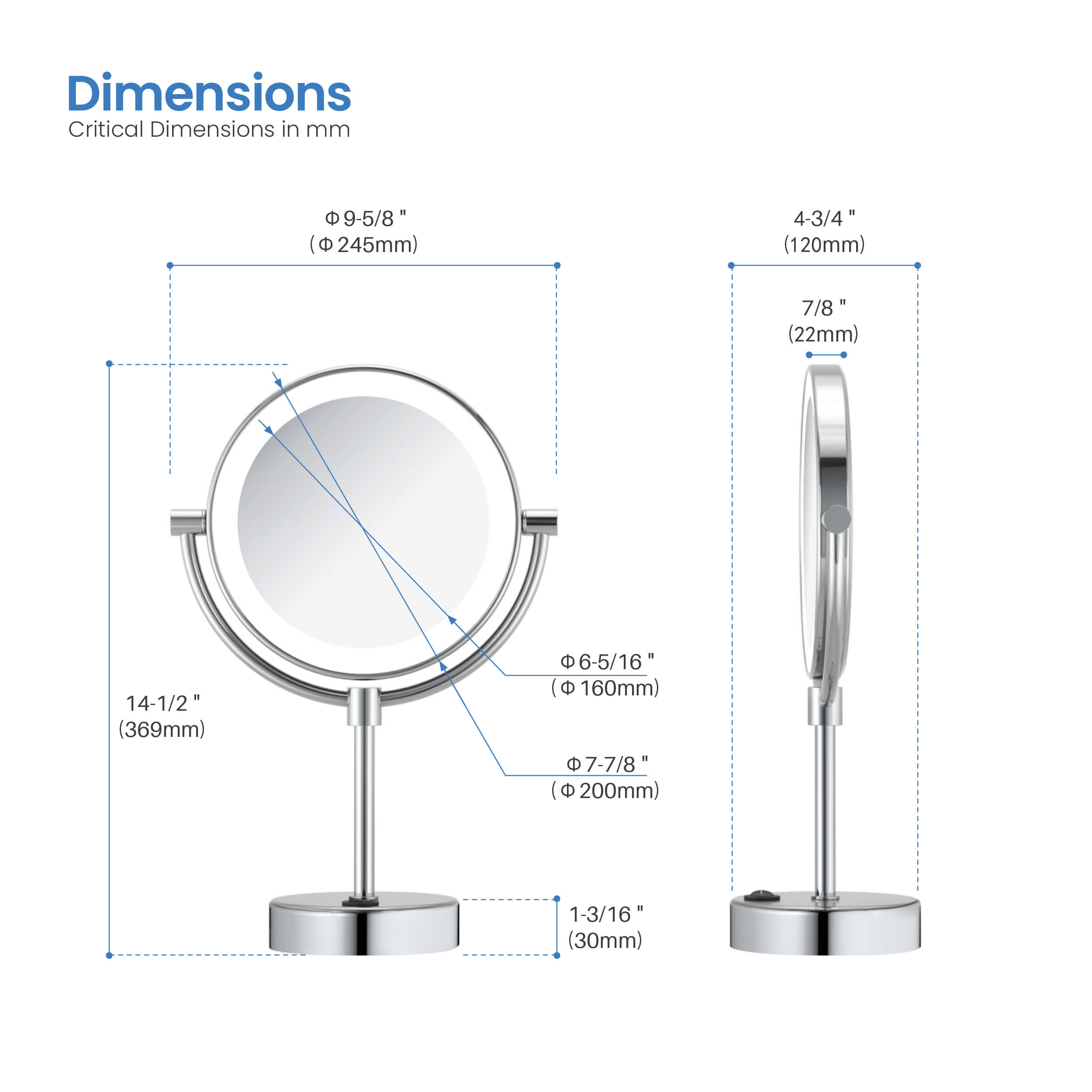 Circular LED Free Standing Magnifying Makeup Mirror KMM104