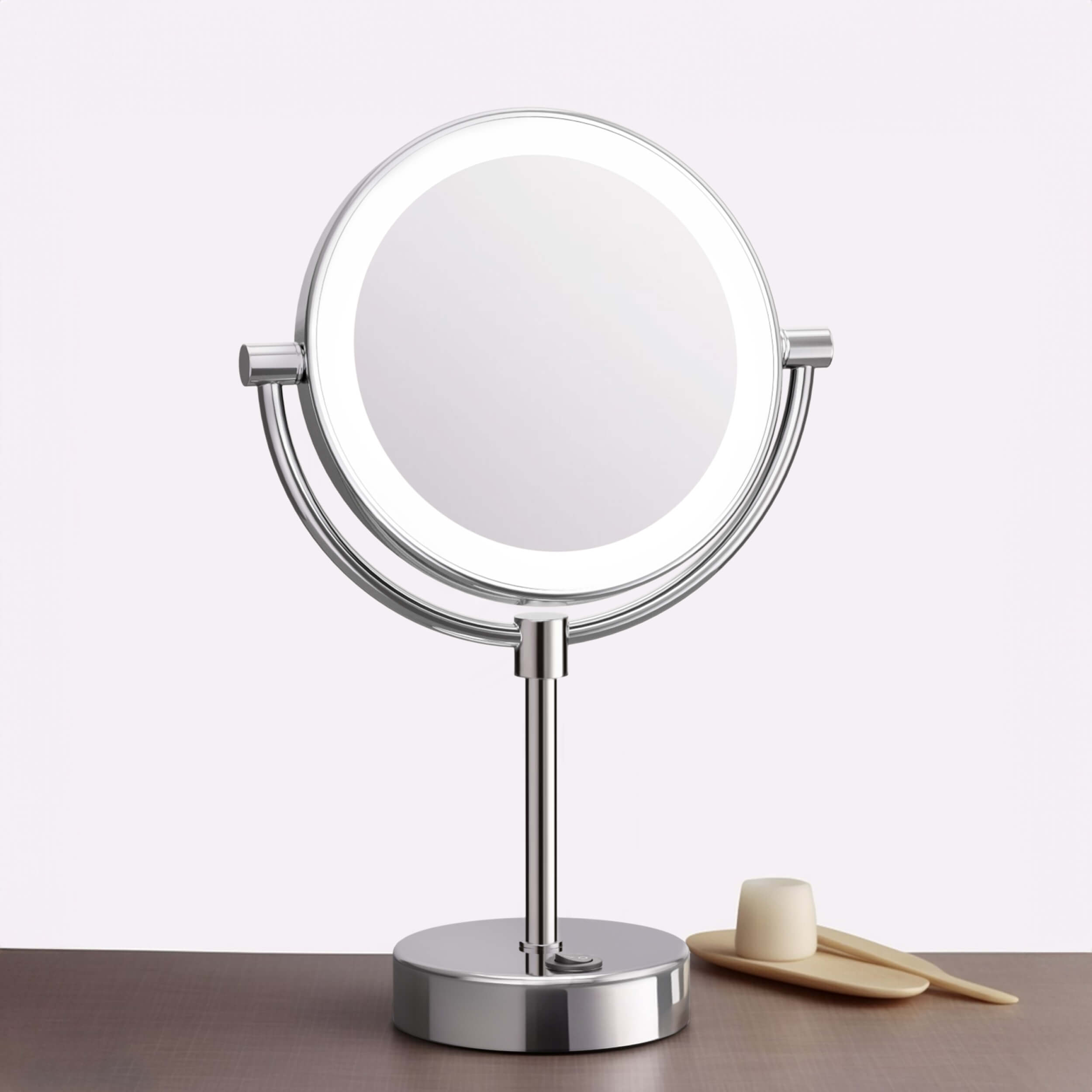 Circular LED Free Standing Magnifying Makeup Mirror KMM104