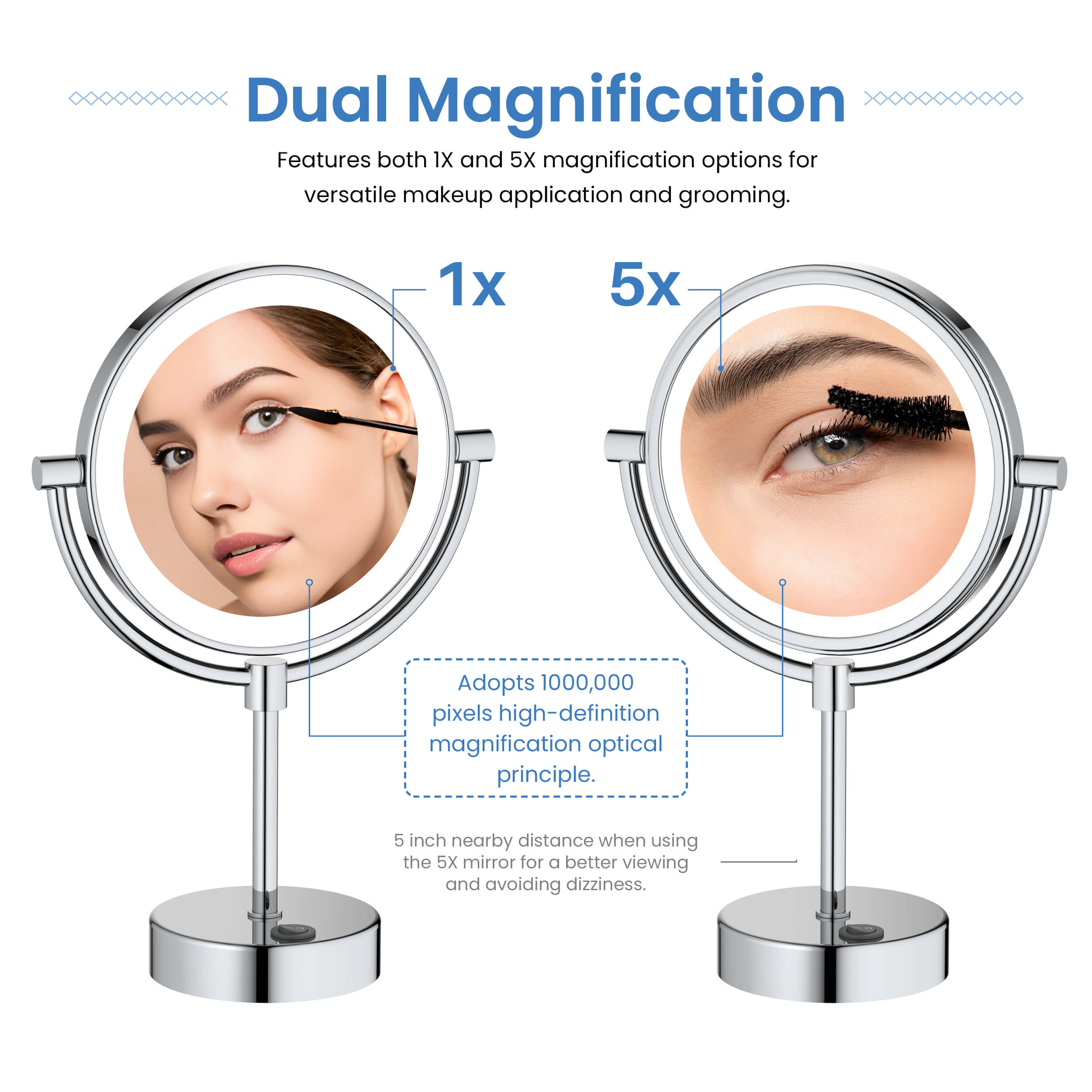 Circular LED Free Standing Magnifying Makeup Mirror KMM104