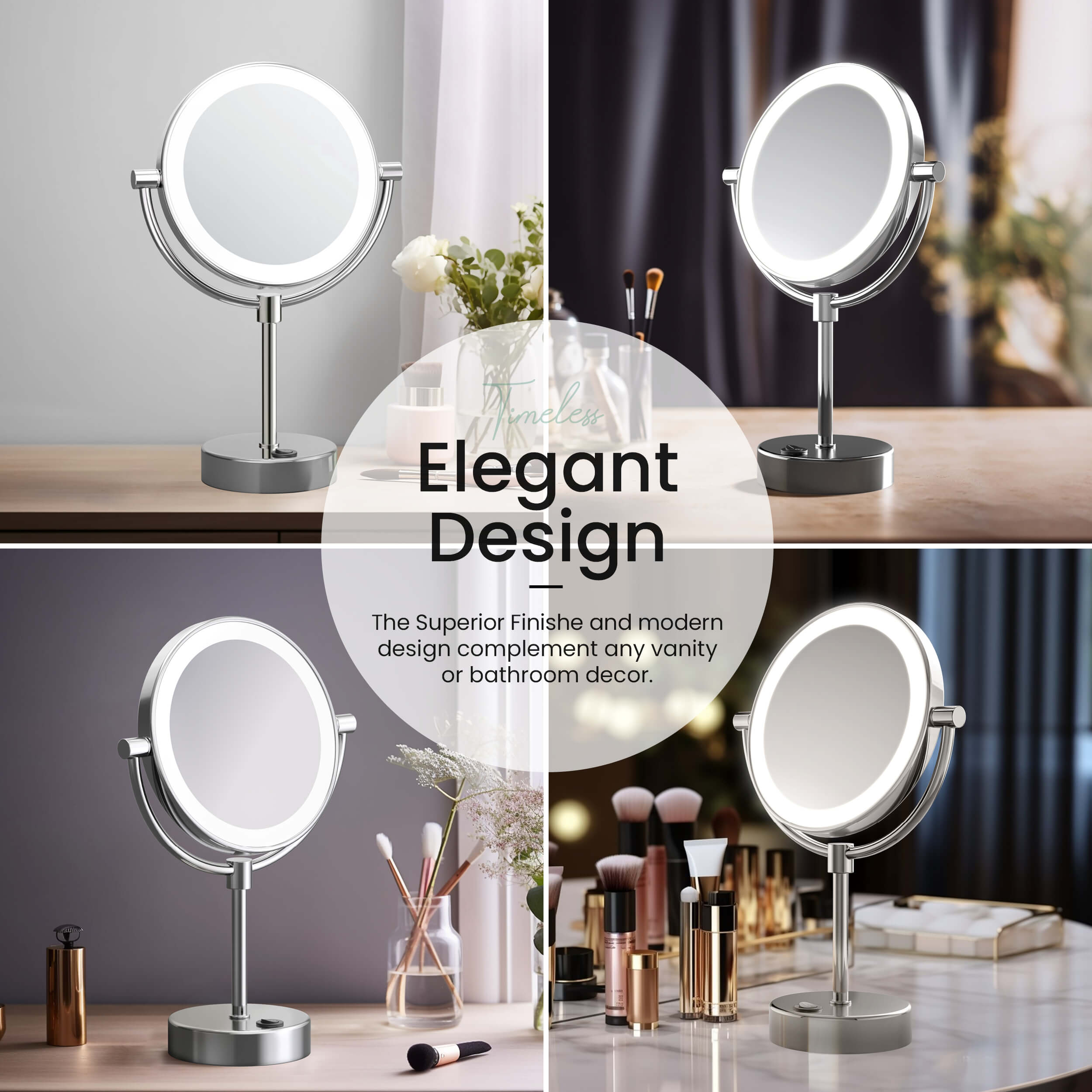 Circular LED Free Standing Magnifying Makeup Mirror KMM104