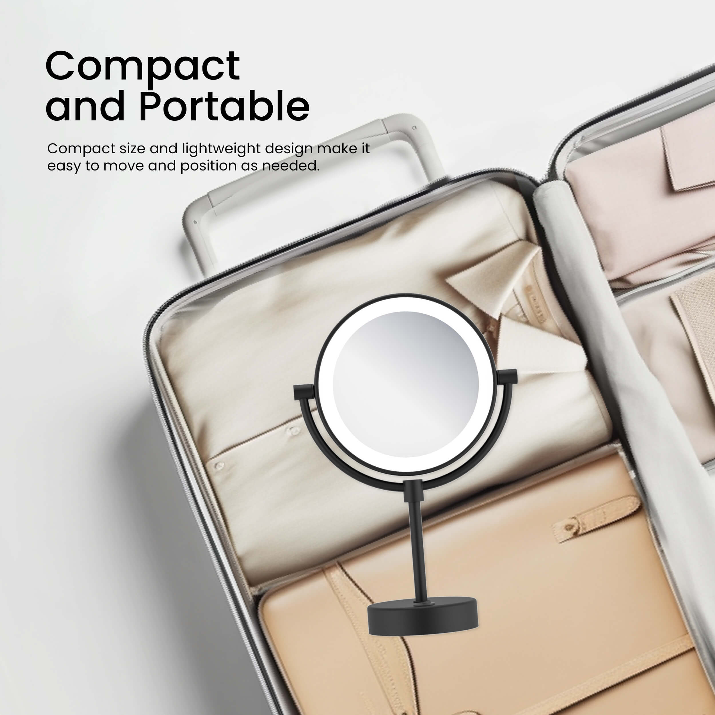 Circular LED Free Standing Magnifying Makeup Mirror KMM104