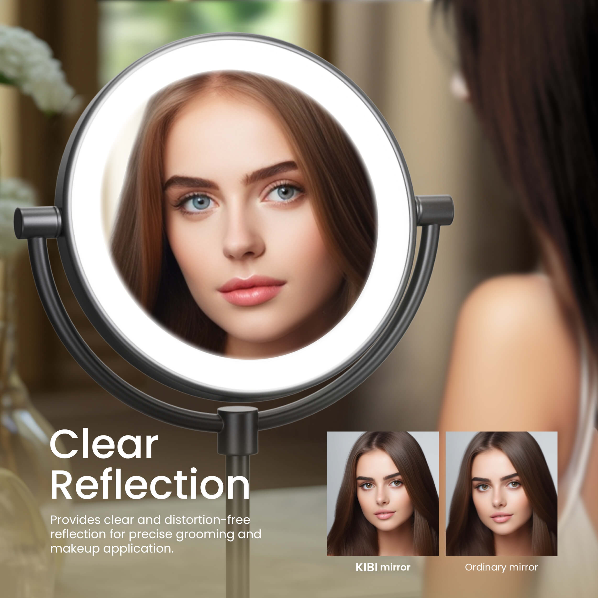 Circular LED Free Standing Magnifying Makeup Mirror KMM104