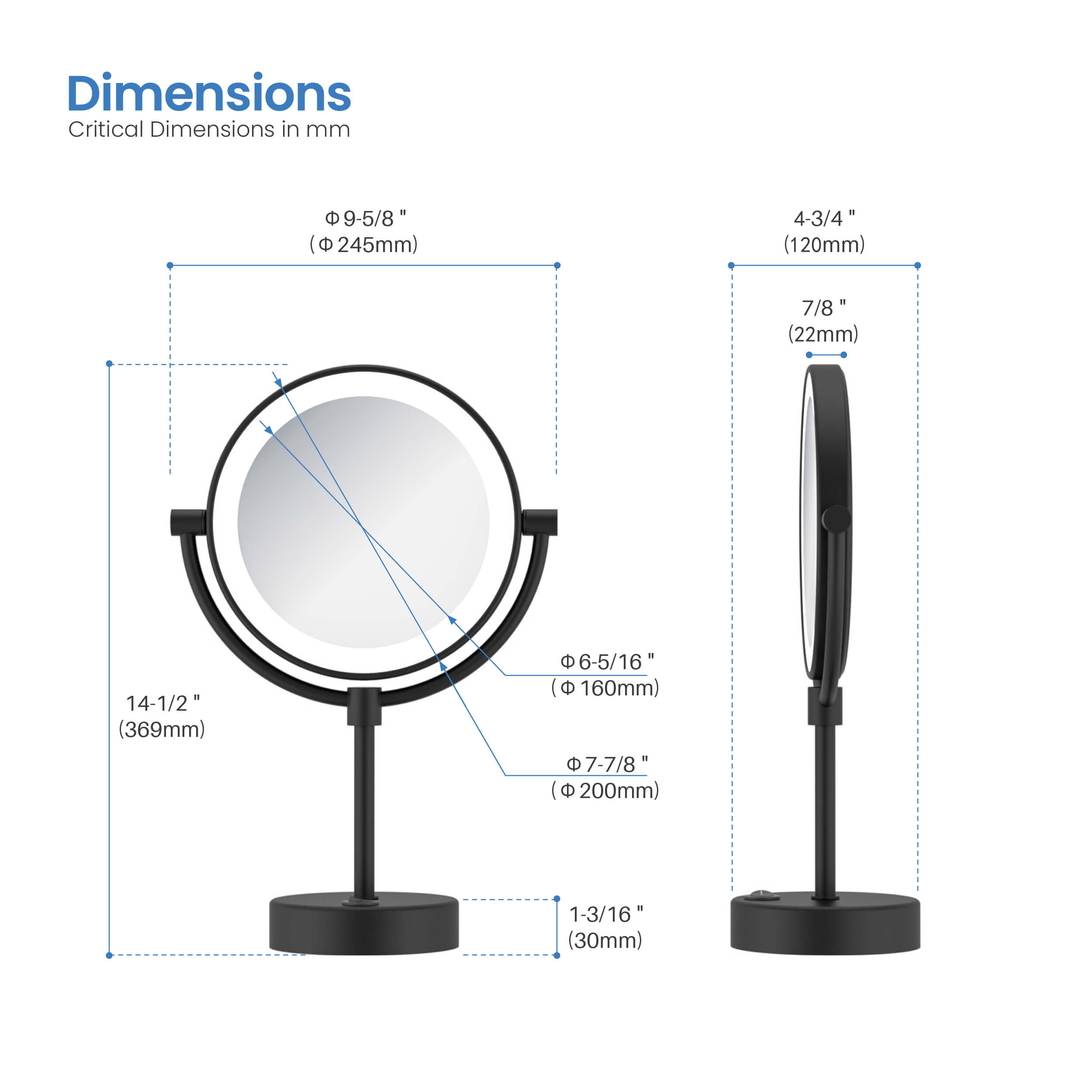 Circular LED Free Standing Magnifying Makeup Mirror KMM104