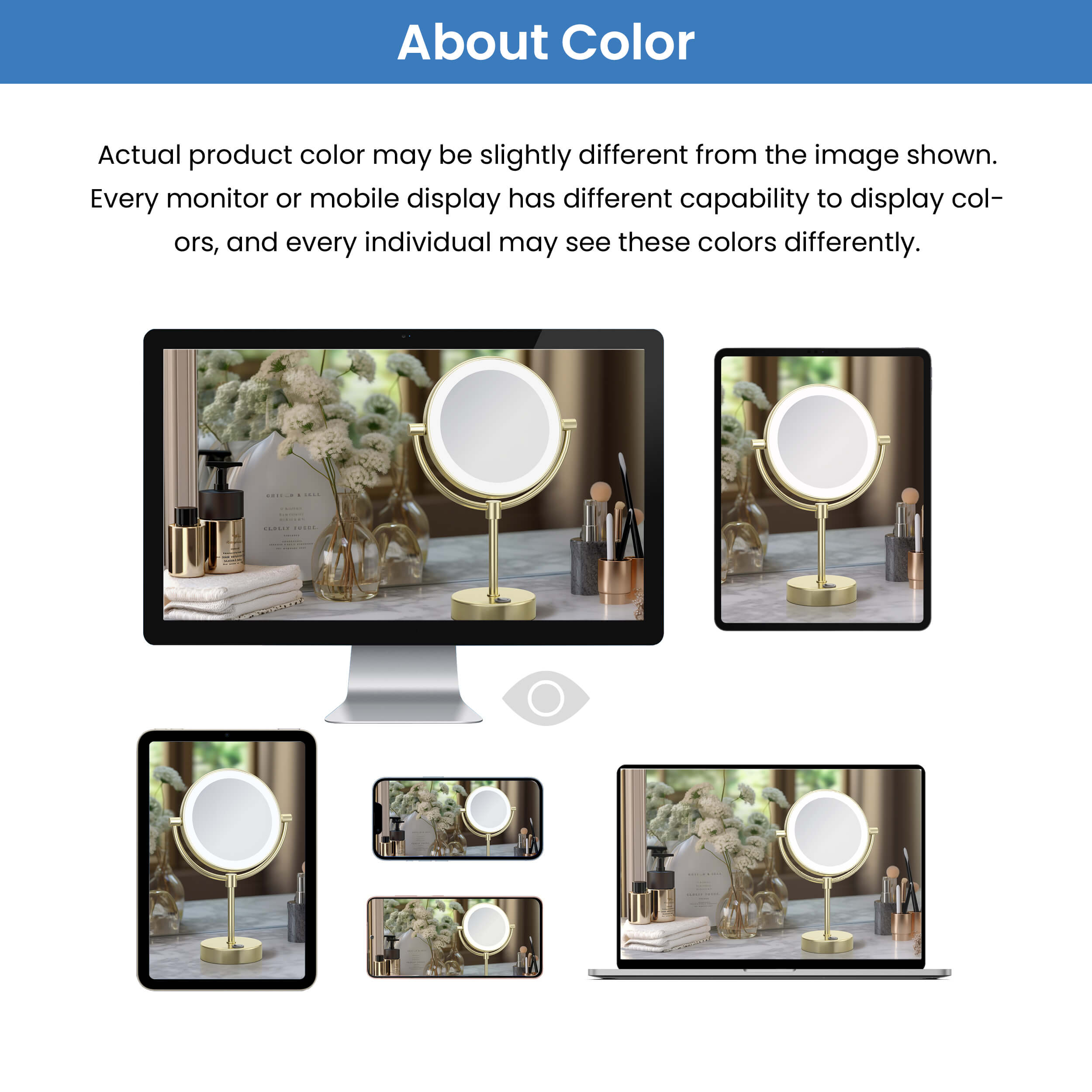 Circular LED Free Standing Magnifying Makeup Mirror KMM104