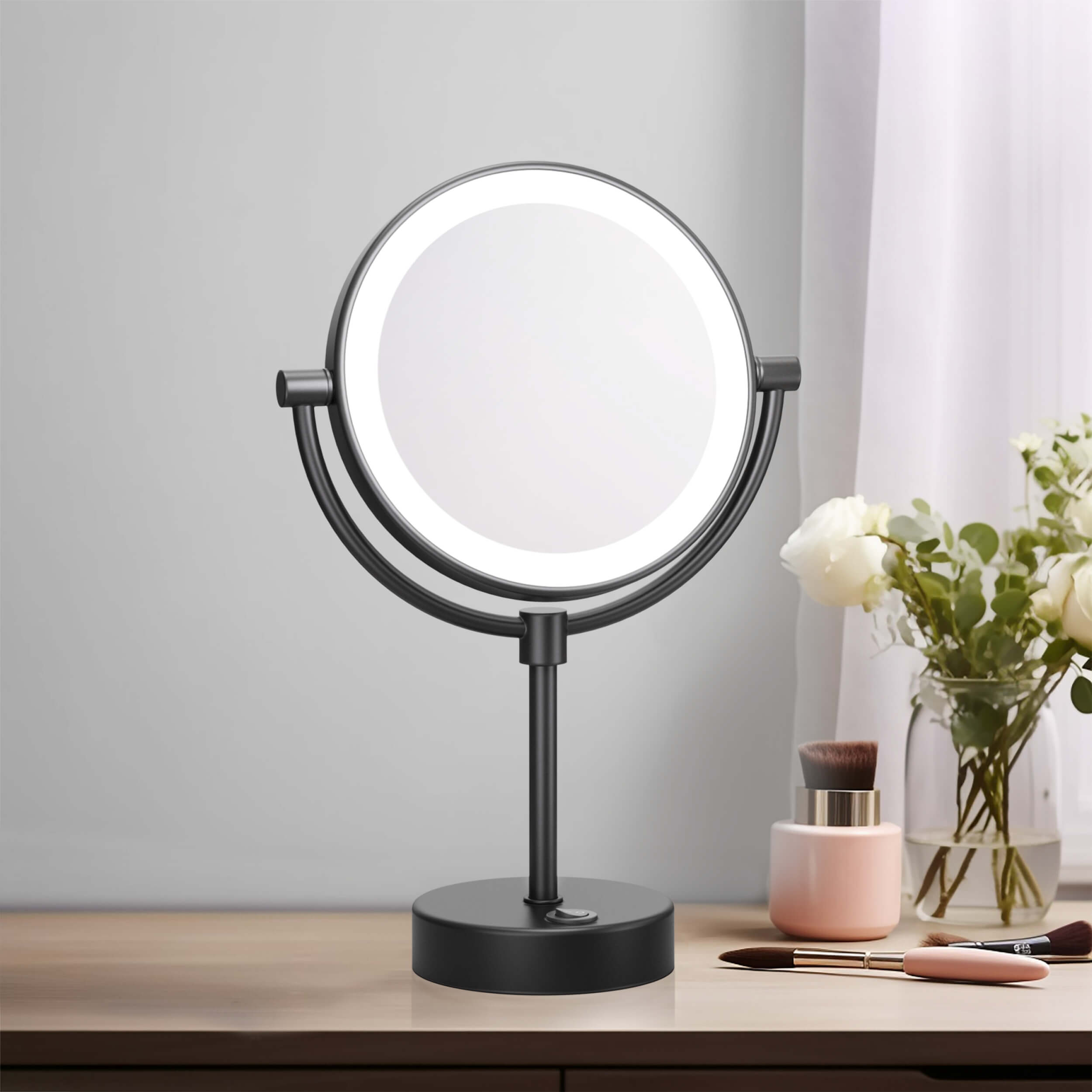 Circular LED Free Standing Magnifying Makeup Mirror KMM104