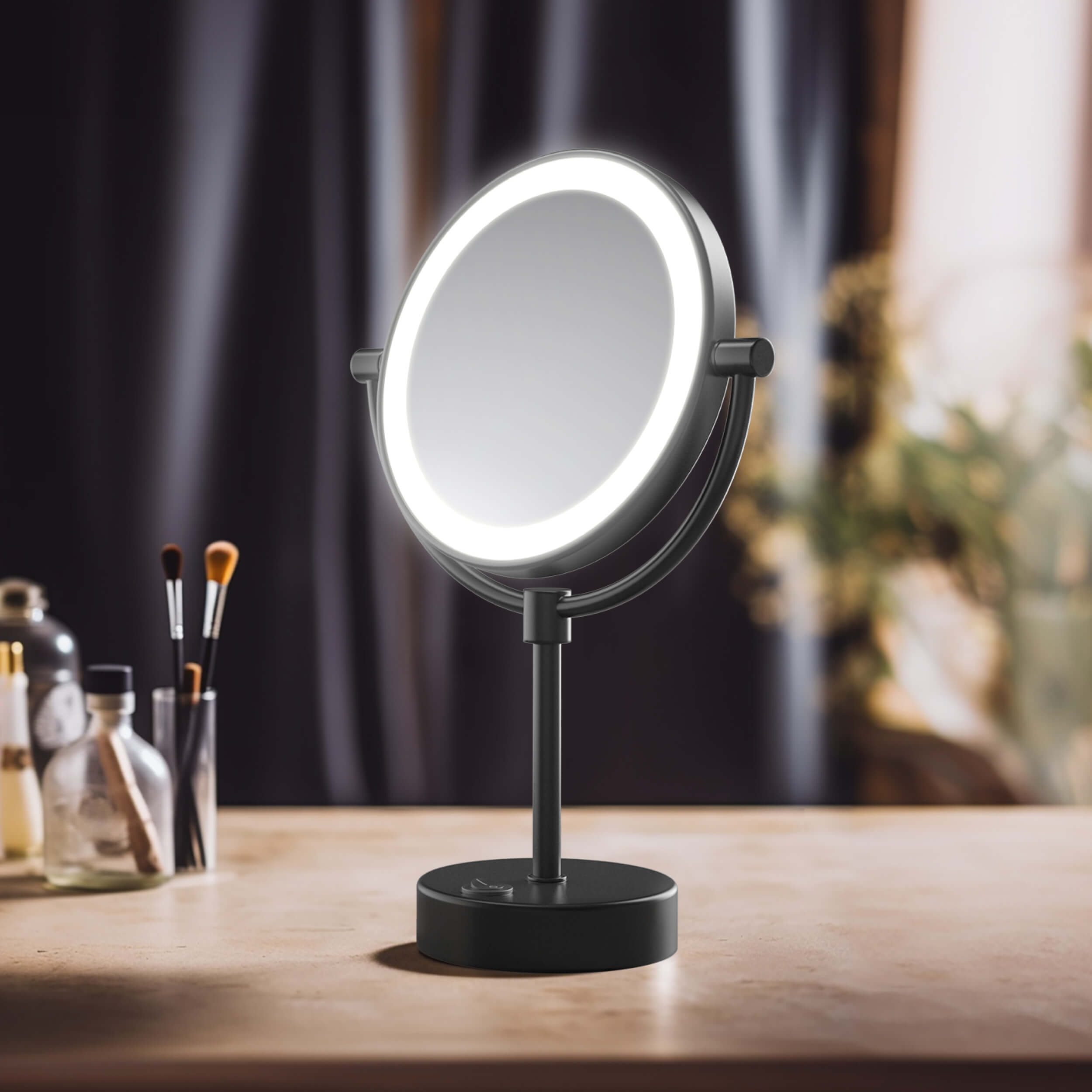Circular LED Free Standing Magnifying Makeup Mirror KMM104