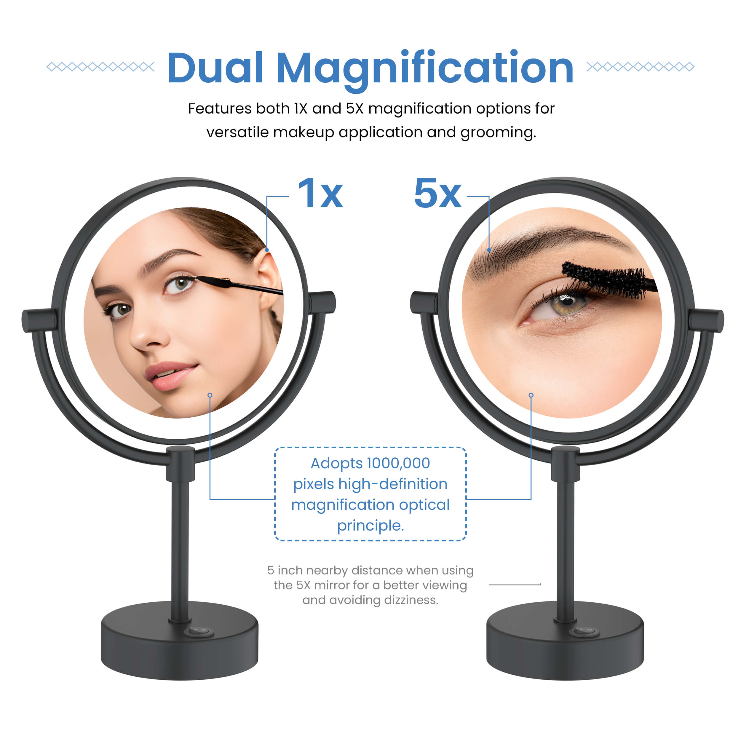 Circular LED Free Standing Magnifying Makeup Mirror KMM104