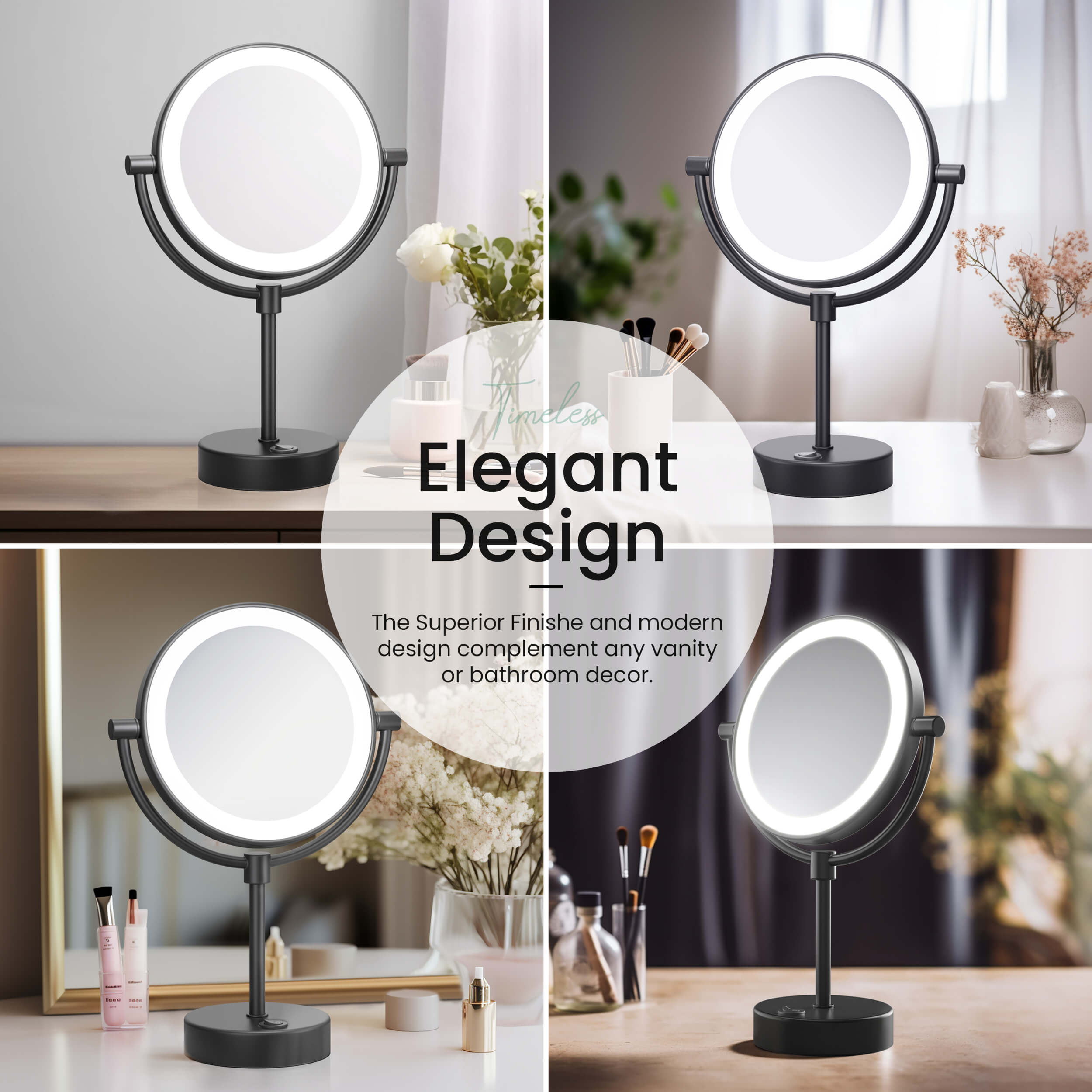 Circular LED Free Standing Magnifying Makeup Mirror KMM104