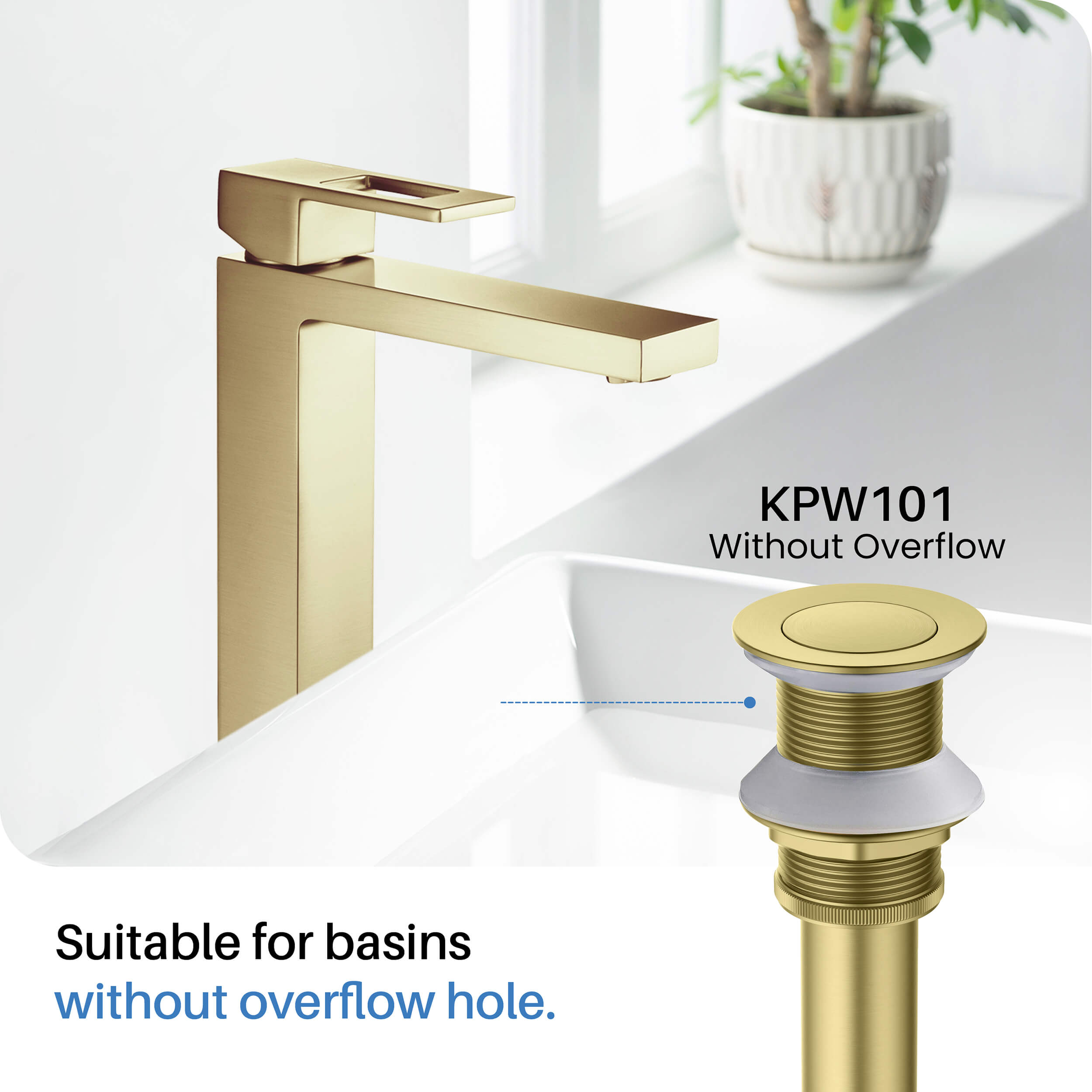 Blaze-T Single Handle Bathroom Vessel Sink Faucet with Pop Up Drain C-KBF1018-KPW101