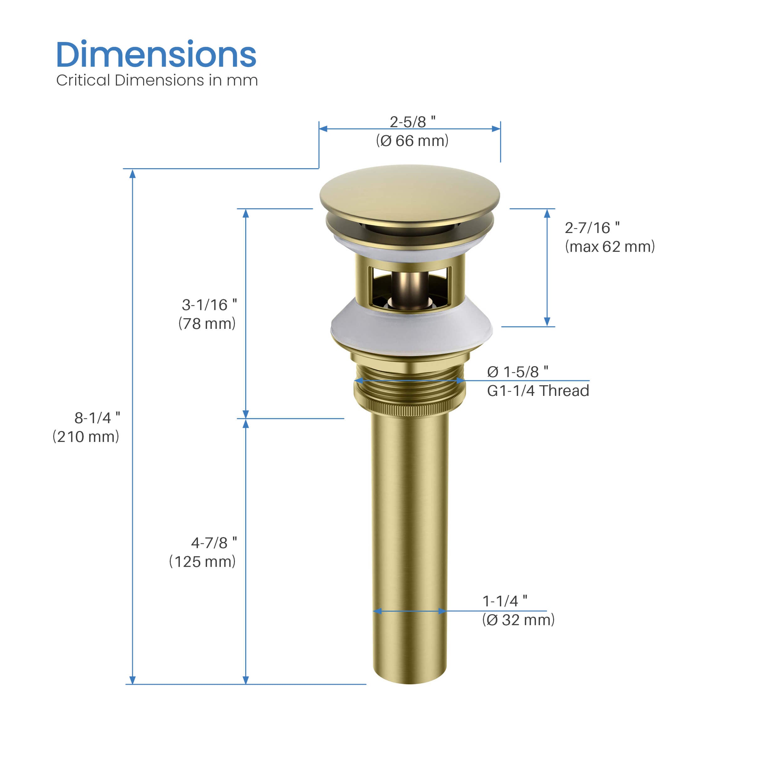 Pop Up Drain Stopper for Bathroom with Overflow KPW102
