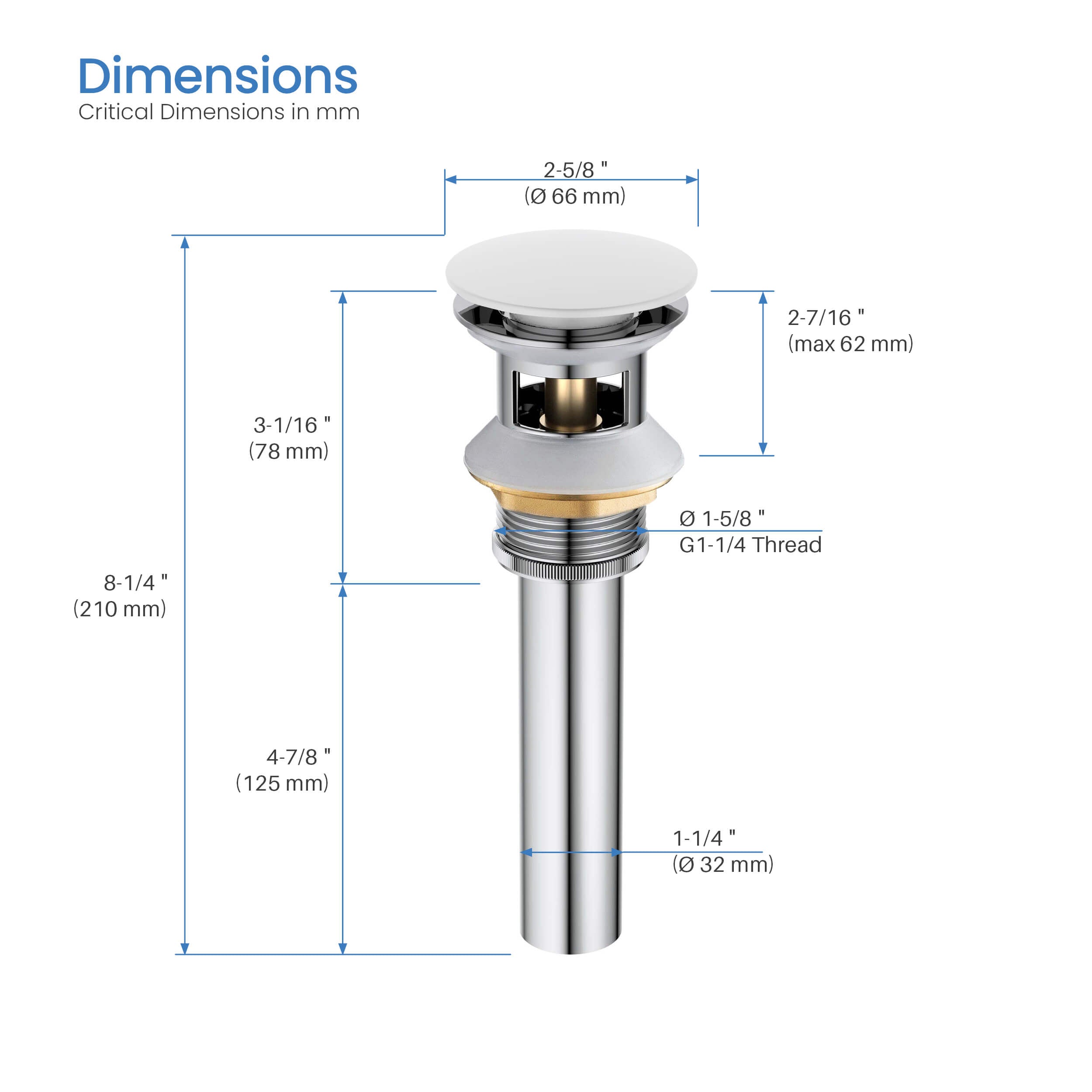 Pop Up Drain Stopper for Bathroom with Overflow KPW102