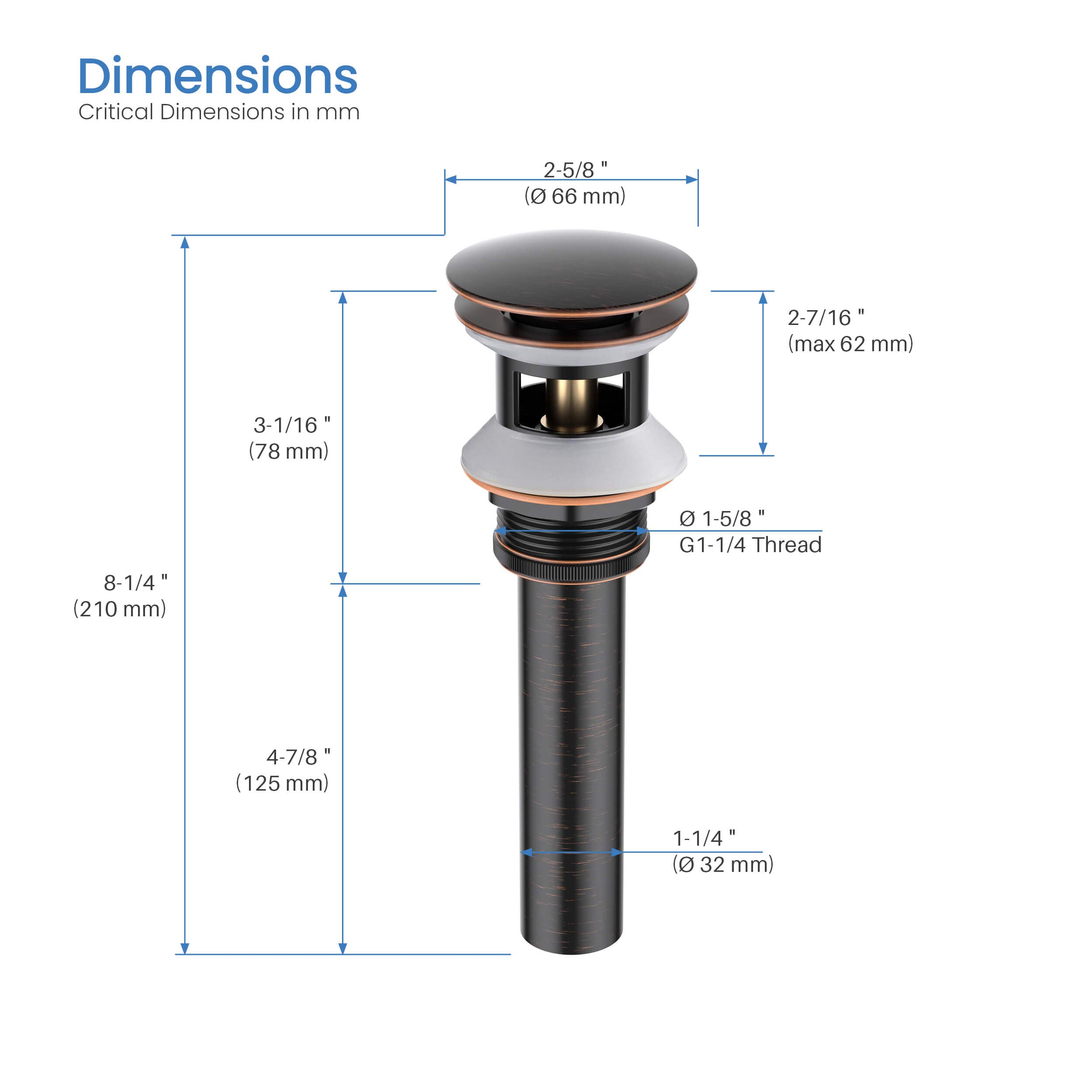 Pop Up Drain Stopper for Bathroom with Overflow KPW102