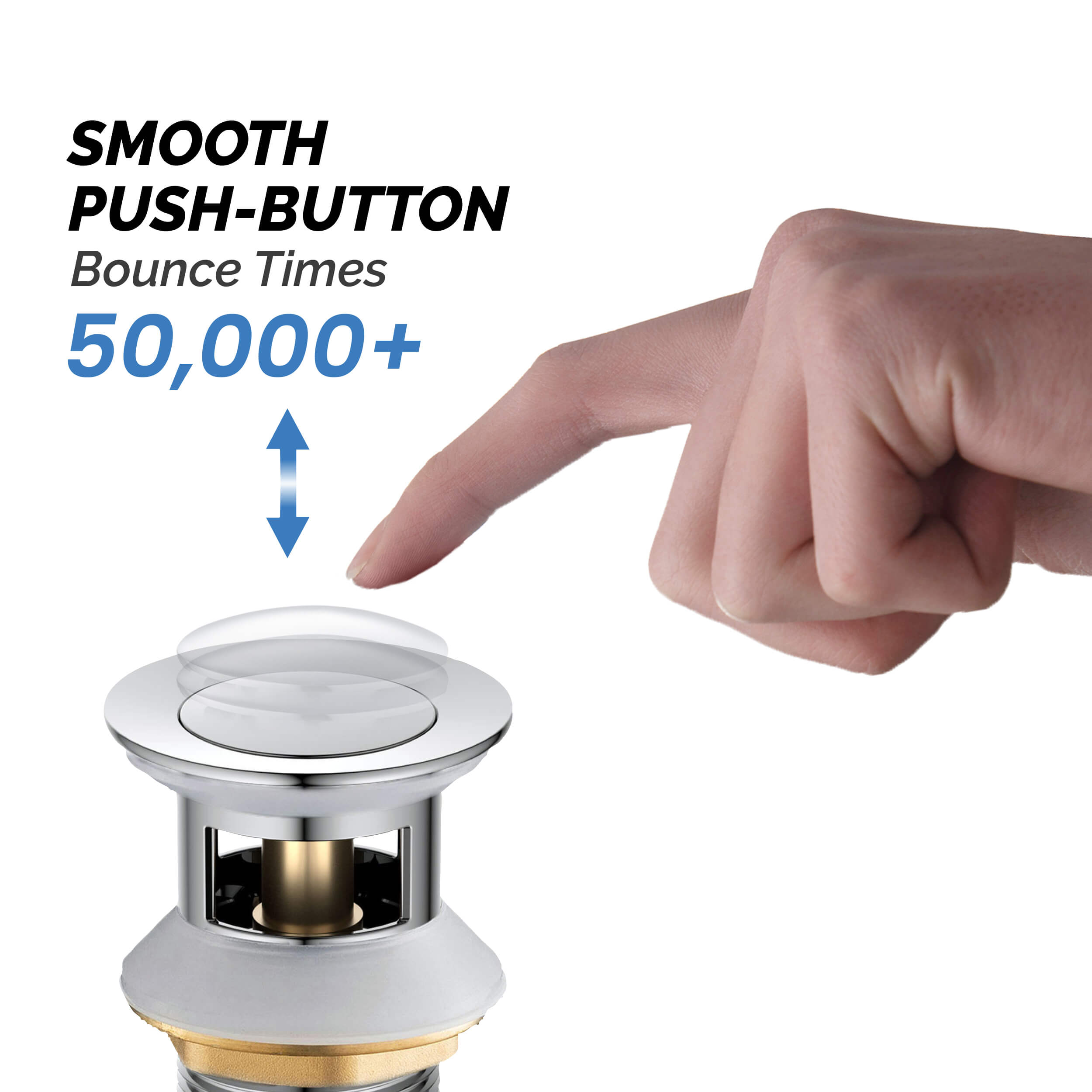 Bathroom Sink Pop Up Drain Stopper with 12" tailpiece, with Overflow KPW104
