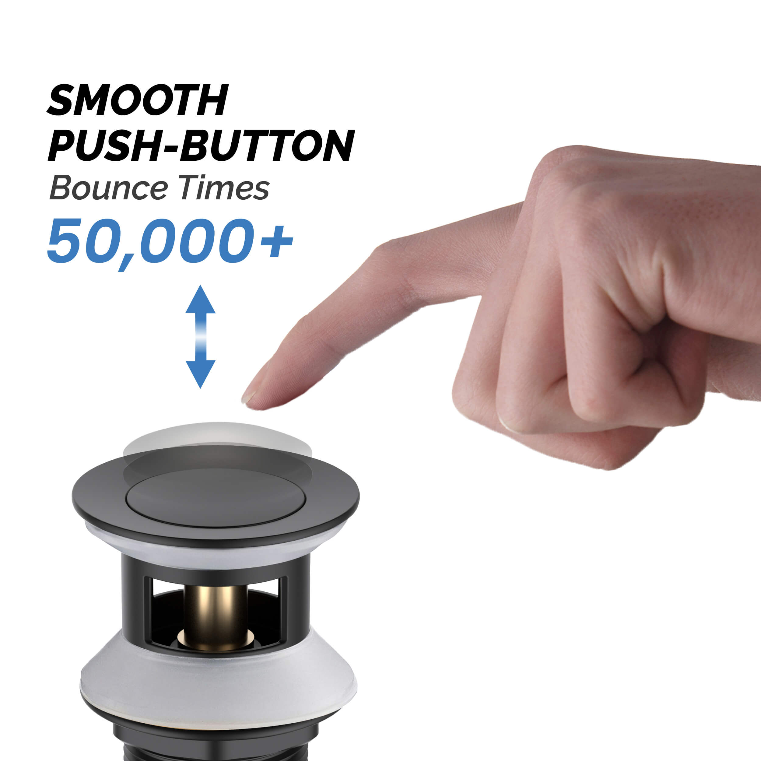 Bathroom Sink Pop Up Drain Stopper with 12" tailpiece, with Overflow KPW104
