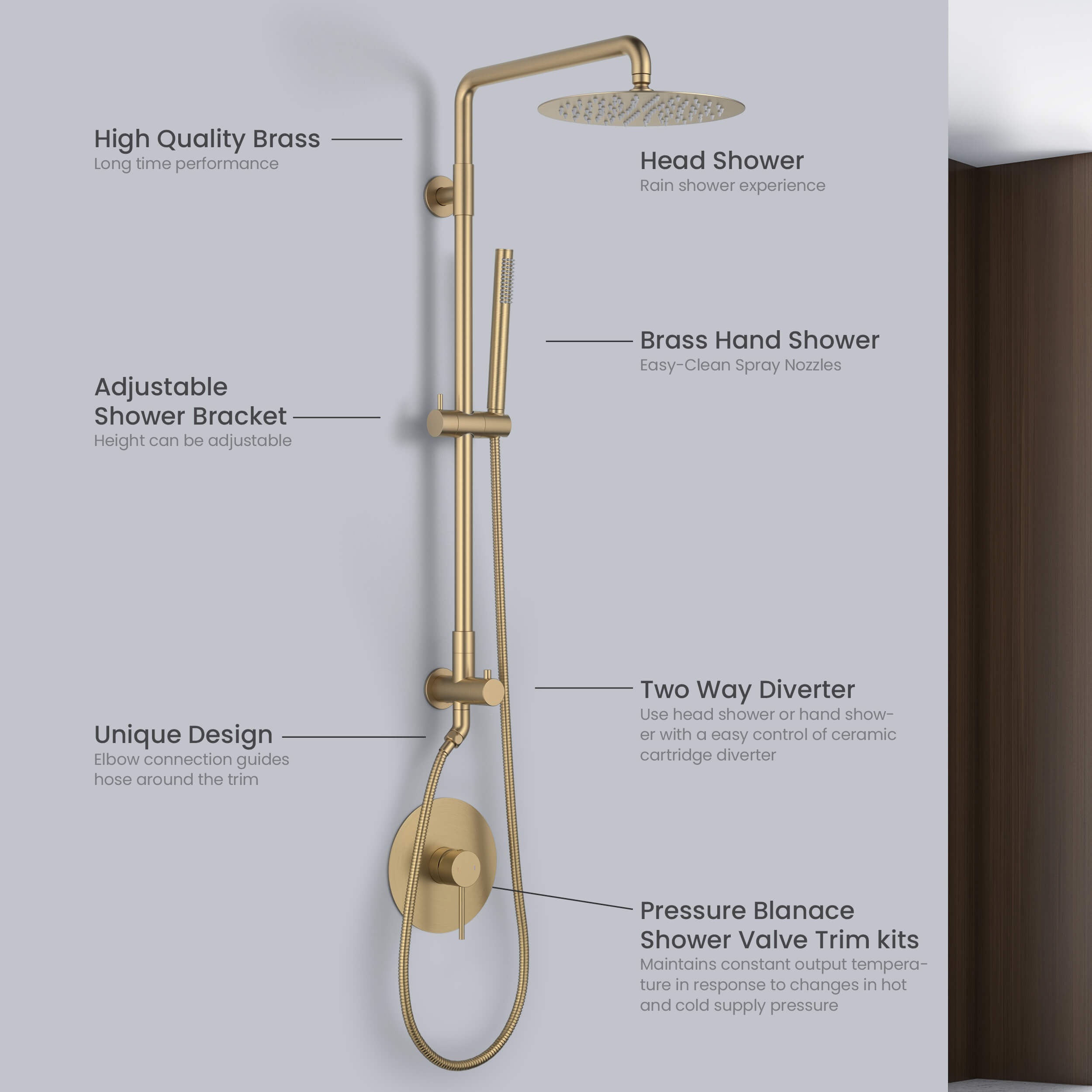 Circular Pressure Balanced 2-Function Shower Column with Rough In Valve KSC403