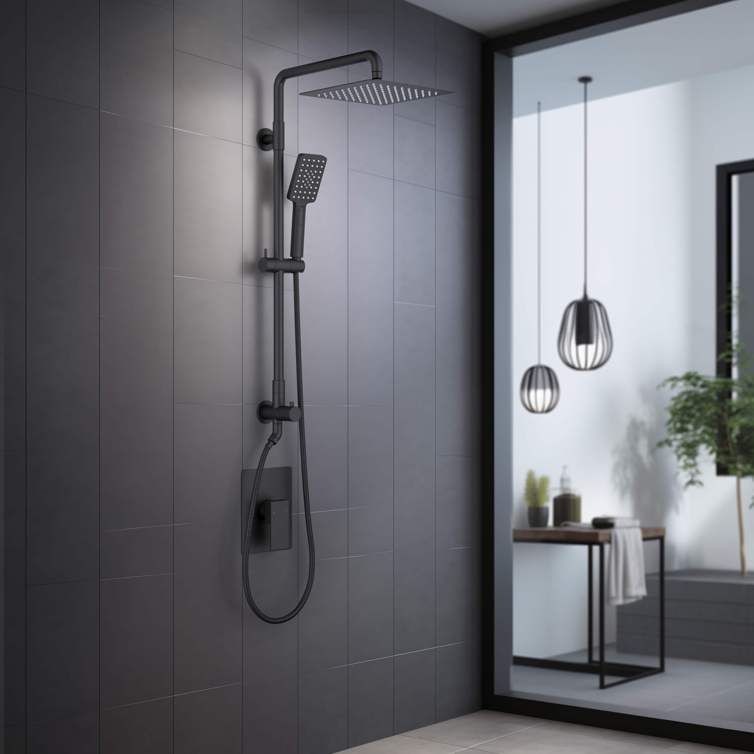 Cube Pressure Balanced 2-Function Shower Column with Rough In Valve KSC404