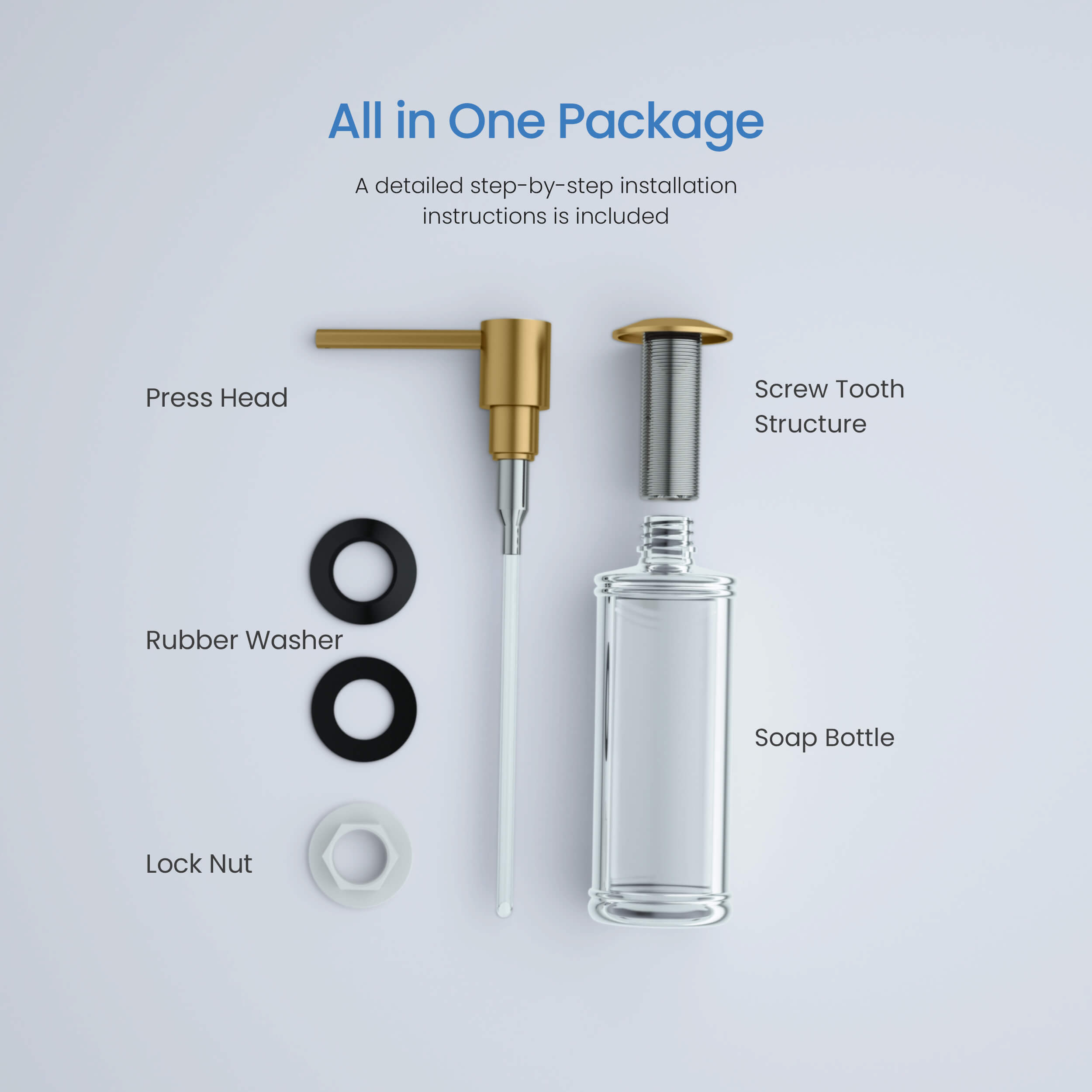 Kitchen Lead Free Solid Brass Construction Soap Dispenser - KSD100