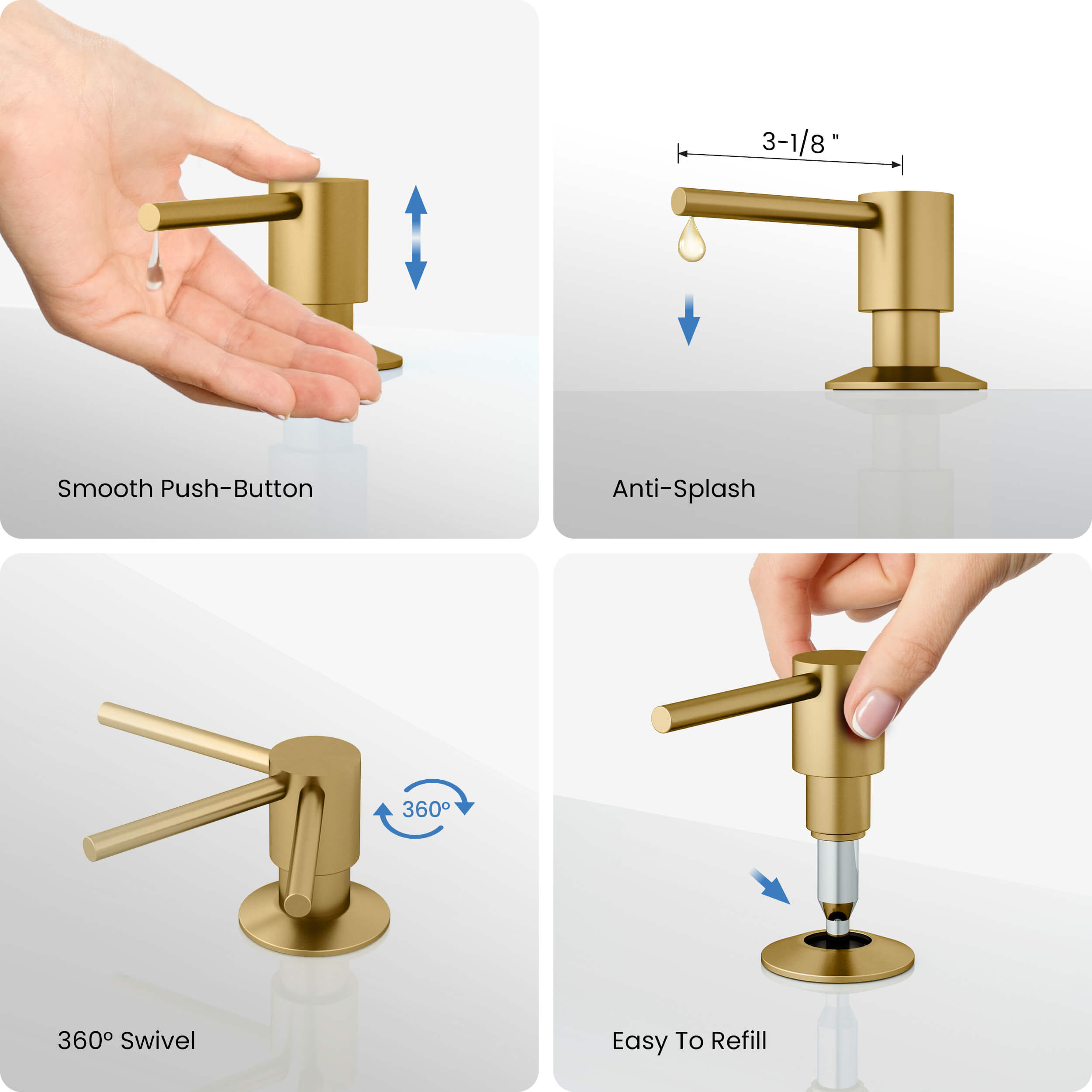 Kitchen Lead Free Solid Brass Construction Soap Dispenser - KSD100