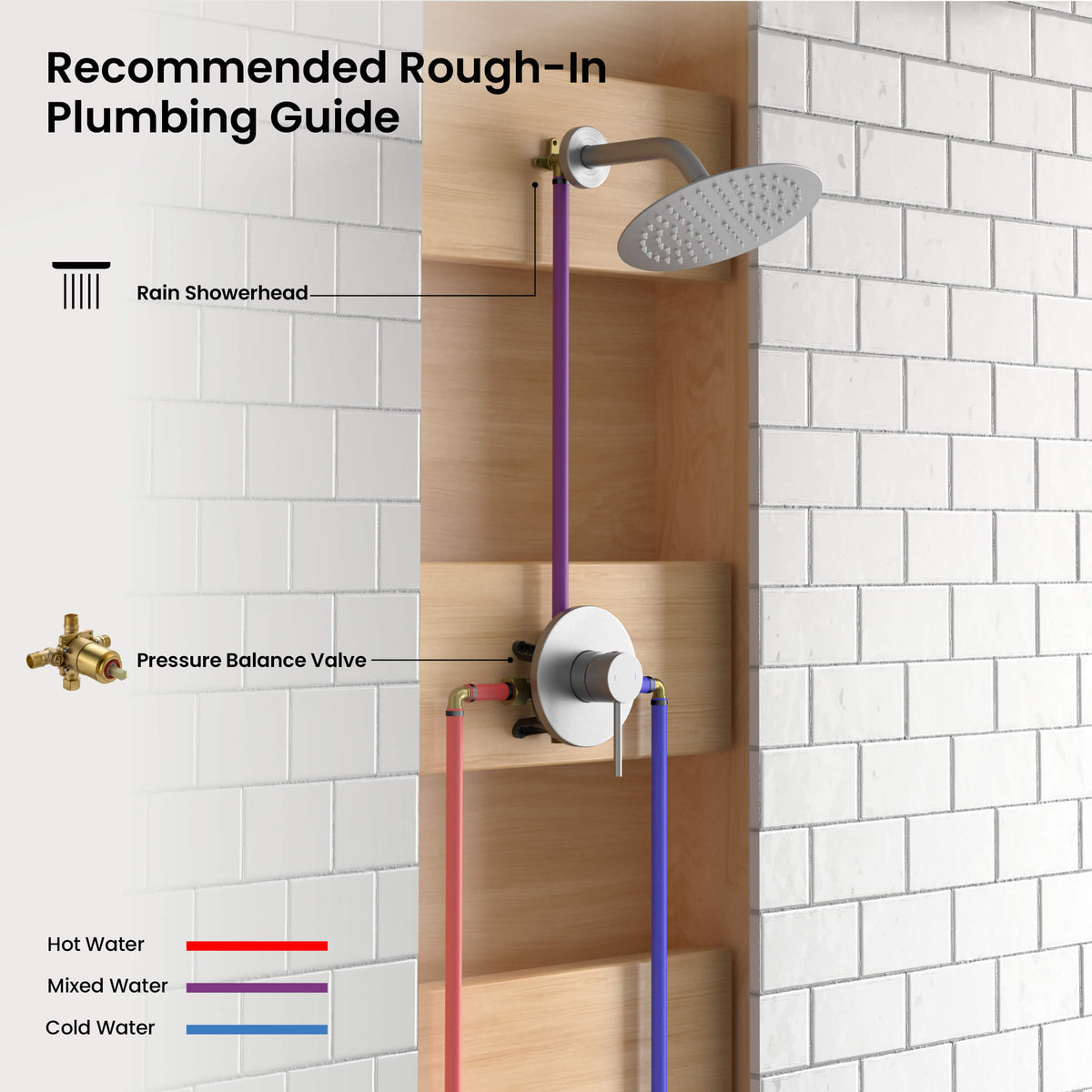 Circular Single Function Pressure Balanced Complete Shower Faucet Set - KSF4015