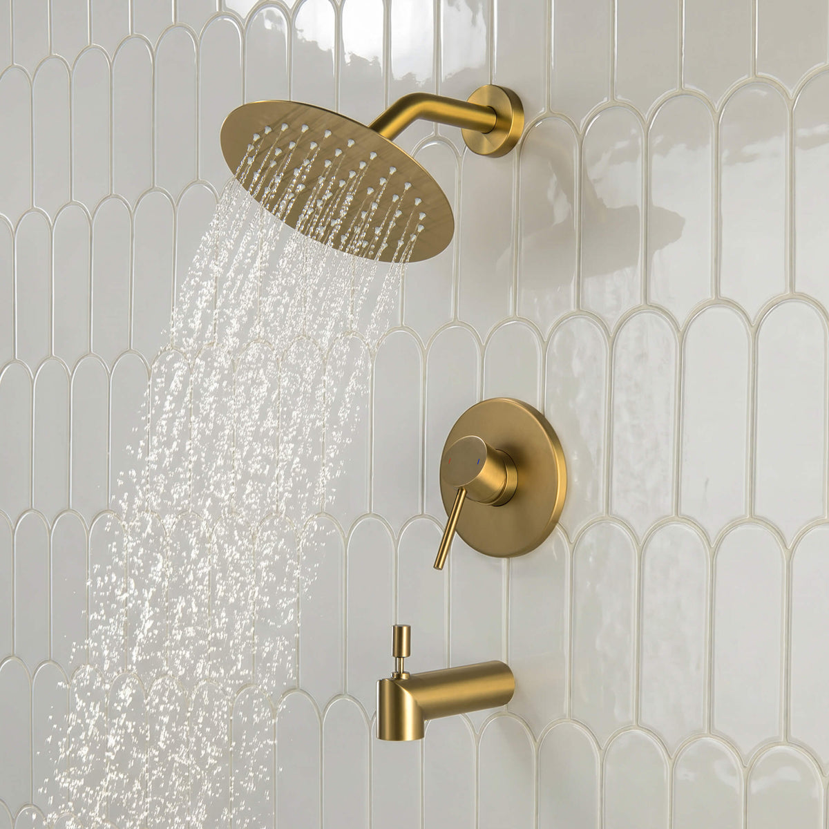 Circular Single Function Pressure Balanced Complete Shower Faucet Set with Tub Spout - KSF4016