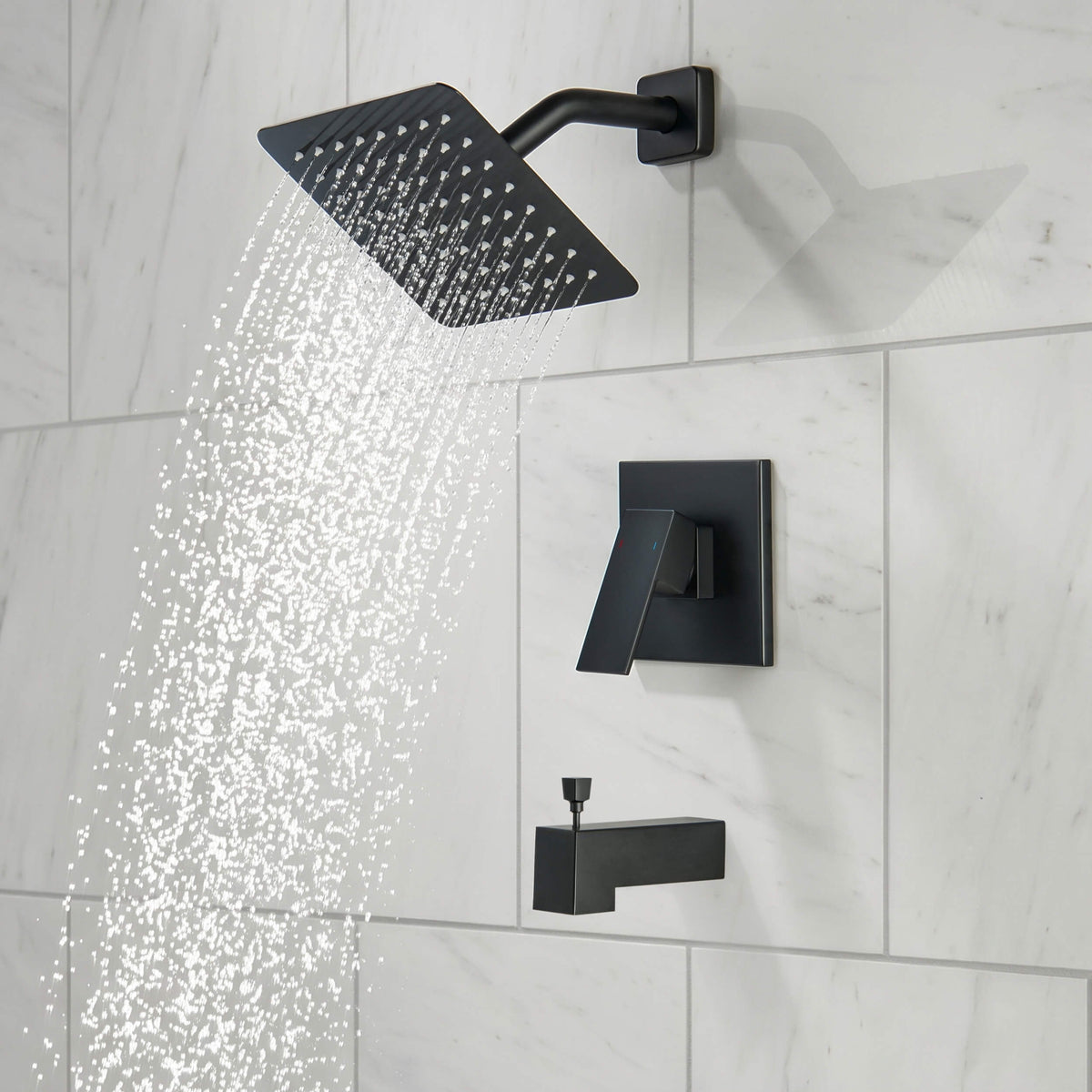 Cube Single Function Pressure Balanced Complete Shower Faucet Set with Tub Spout - KSF4018