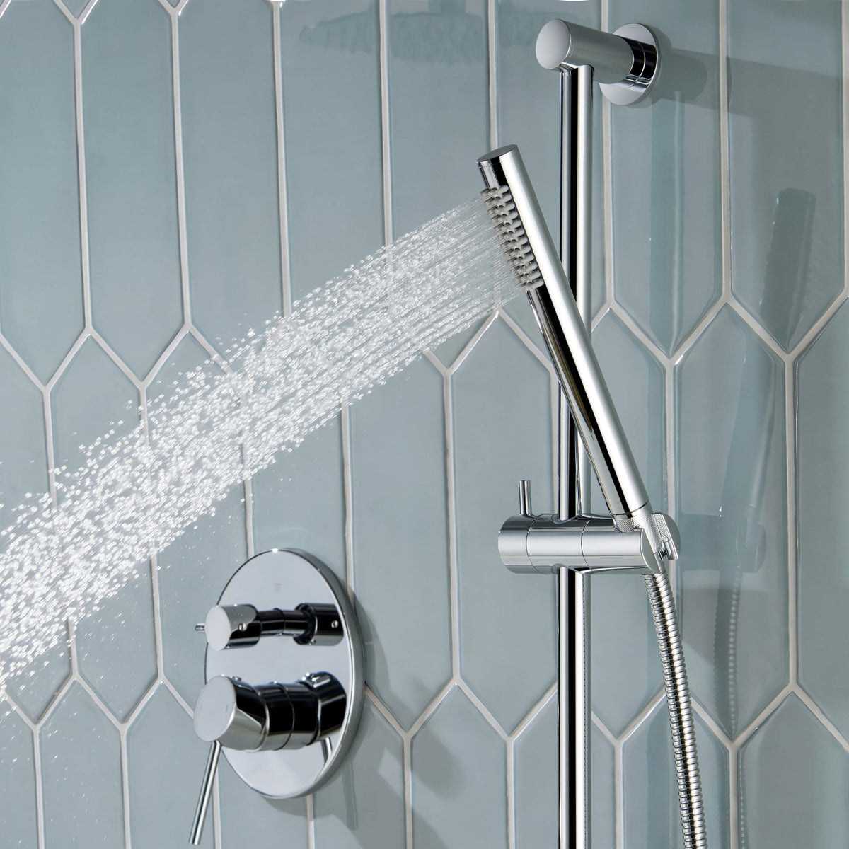 Circular 2-Function Pressure Balanced Complete Shower Faucet Set with Slide Bar - KSF4019