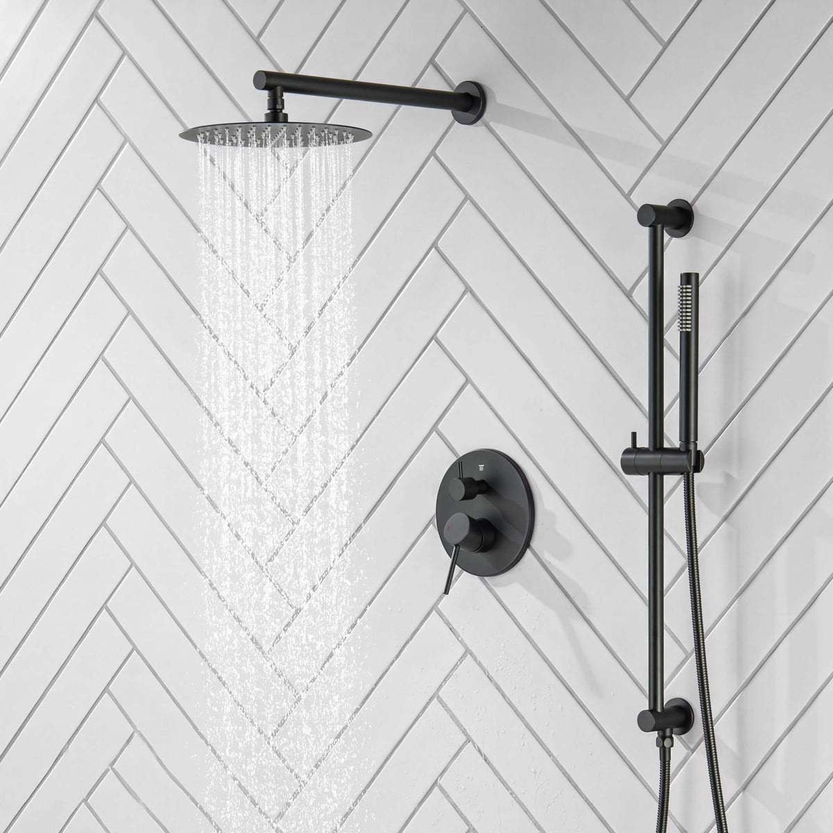 Circular 2-Function Pressure Balanced Complete Shower Faucet Set with Slide Bar - KSF4019