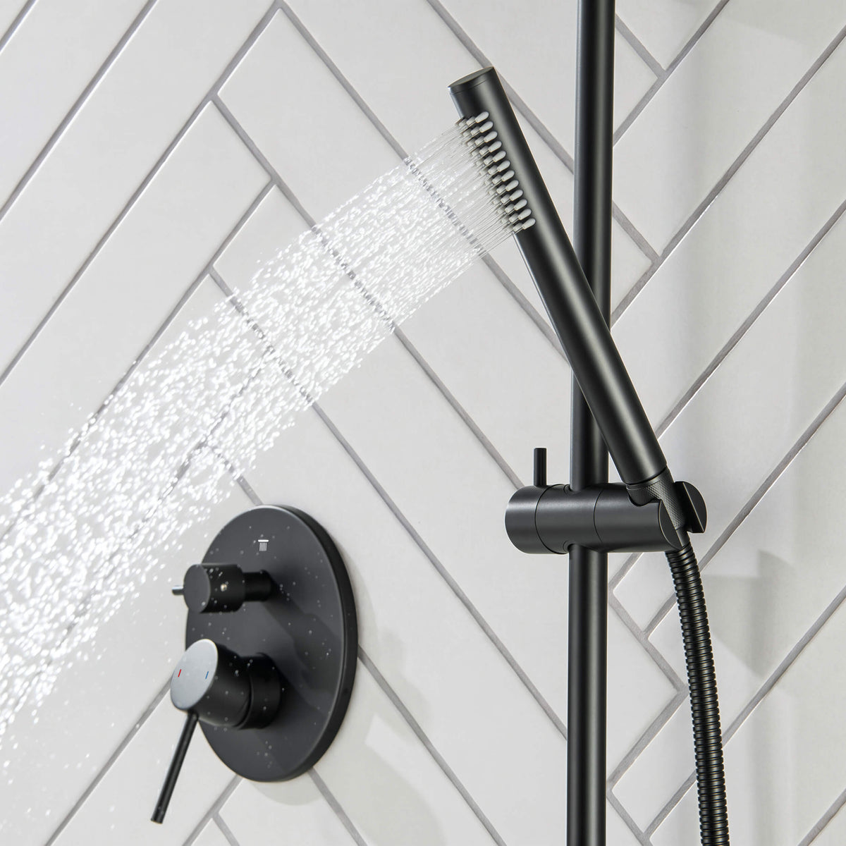Circular 2-Function Pressure Balanced Complete Shower Faucet Set with Slide Bar - KSF4019