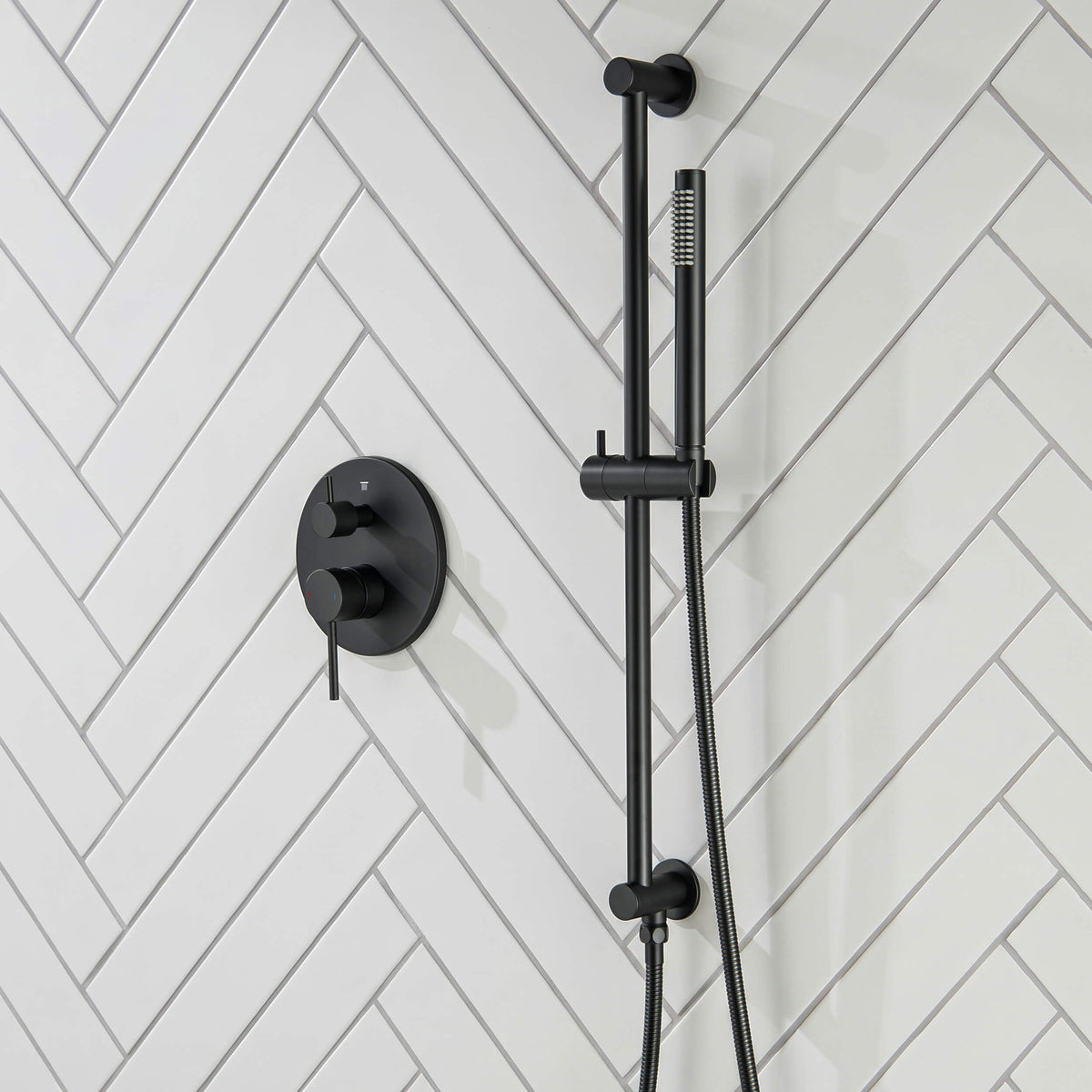 Circular 2-Function Pressure Balanced Complete Shower Faucet Set with Slide Bar - KSF4019