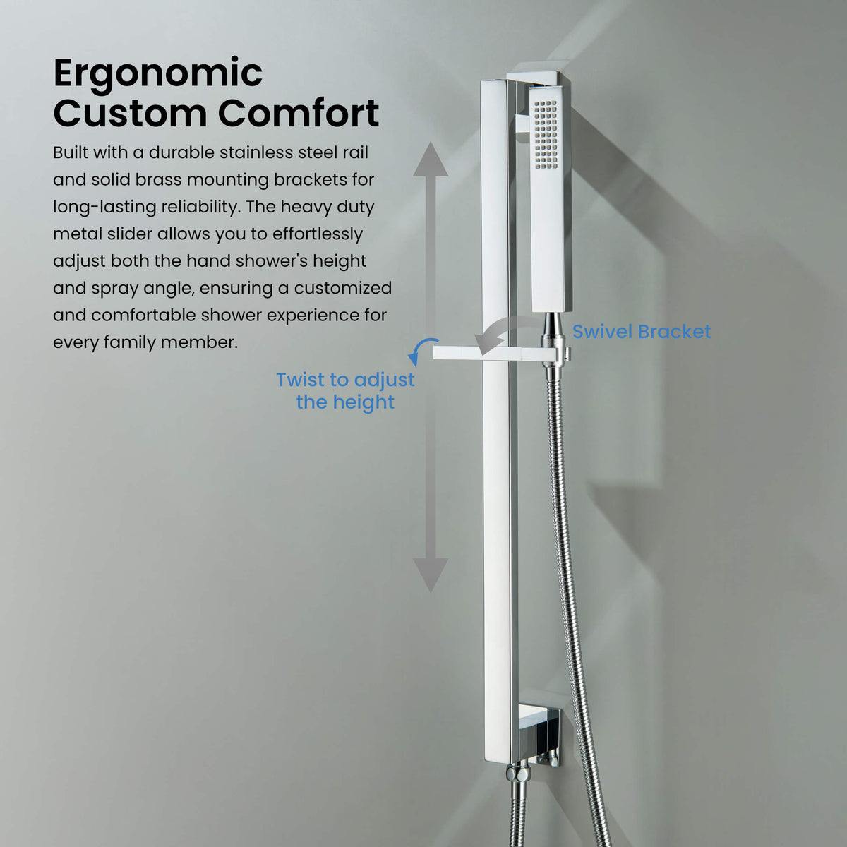 Cube 2-Function Pressure Balanced Complete Shower Faucet Set with Slide Bar - KSF4020