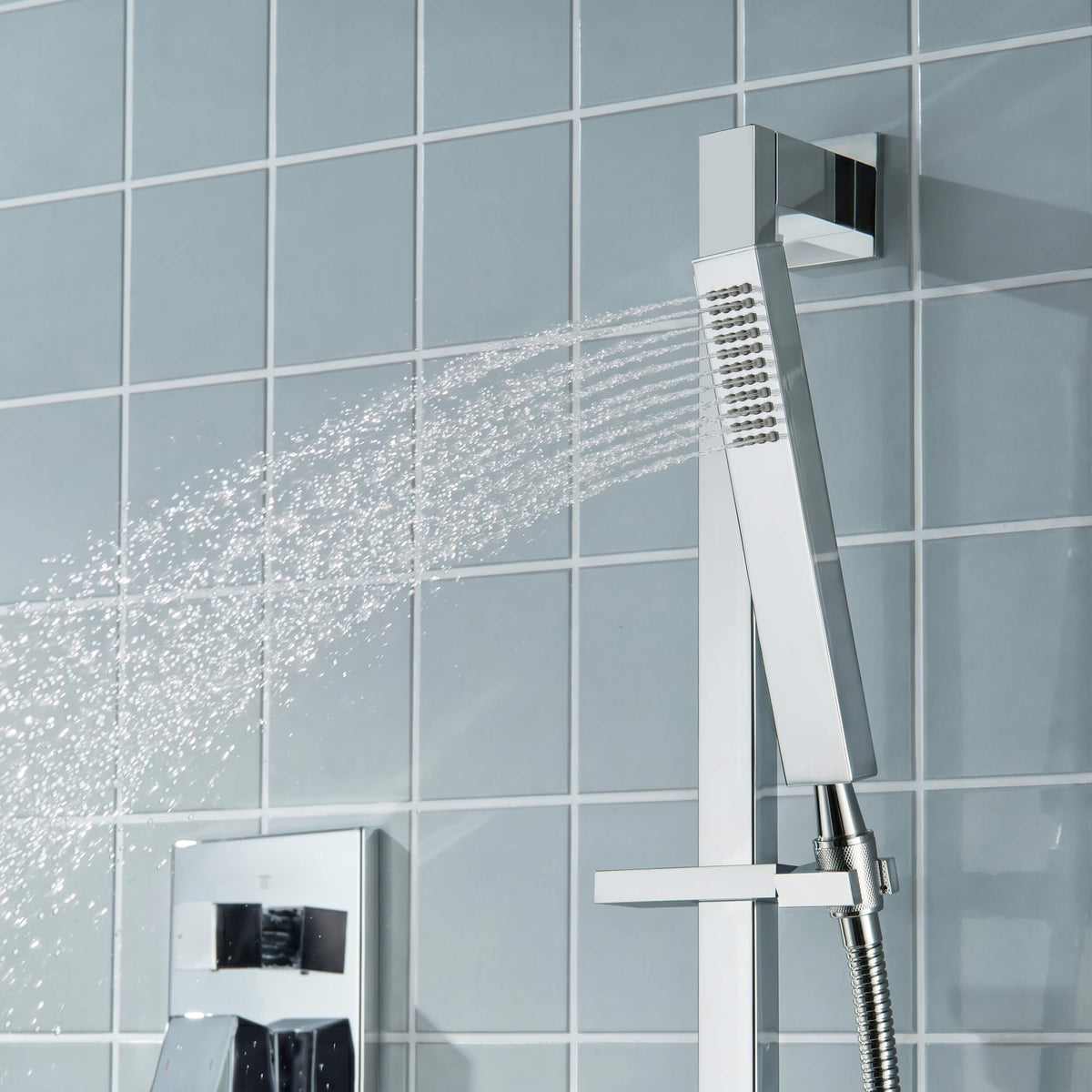 Cube 2-Function Pressure Balanced Complete Shower Faucet Set with Slide Bar - KSF4020