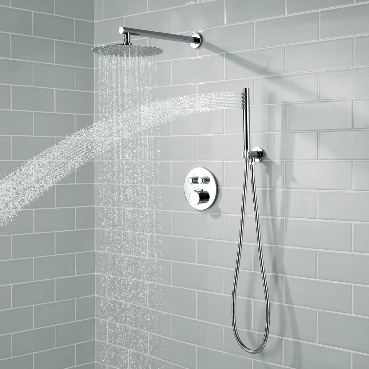 Circular 2-Function Thermostatic Complete Shower Faucet Set - KSF4023
