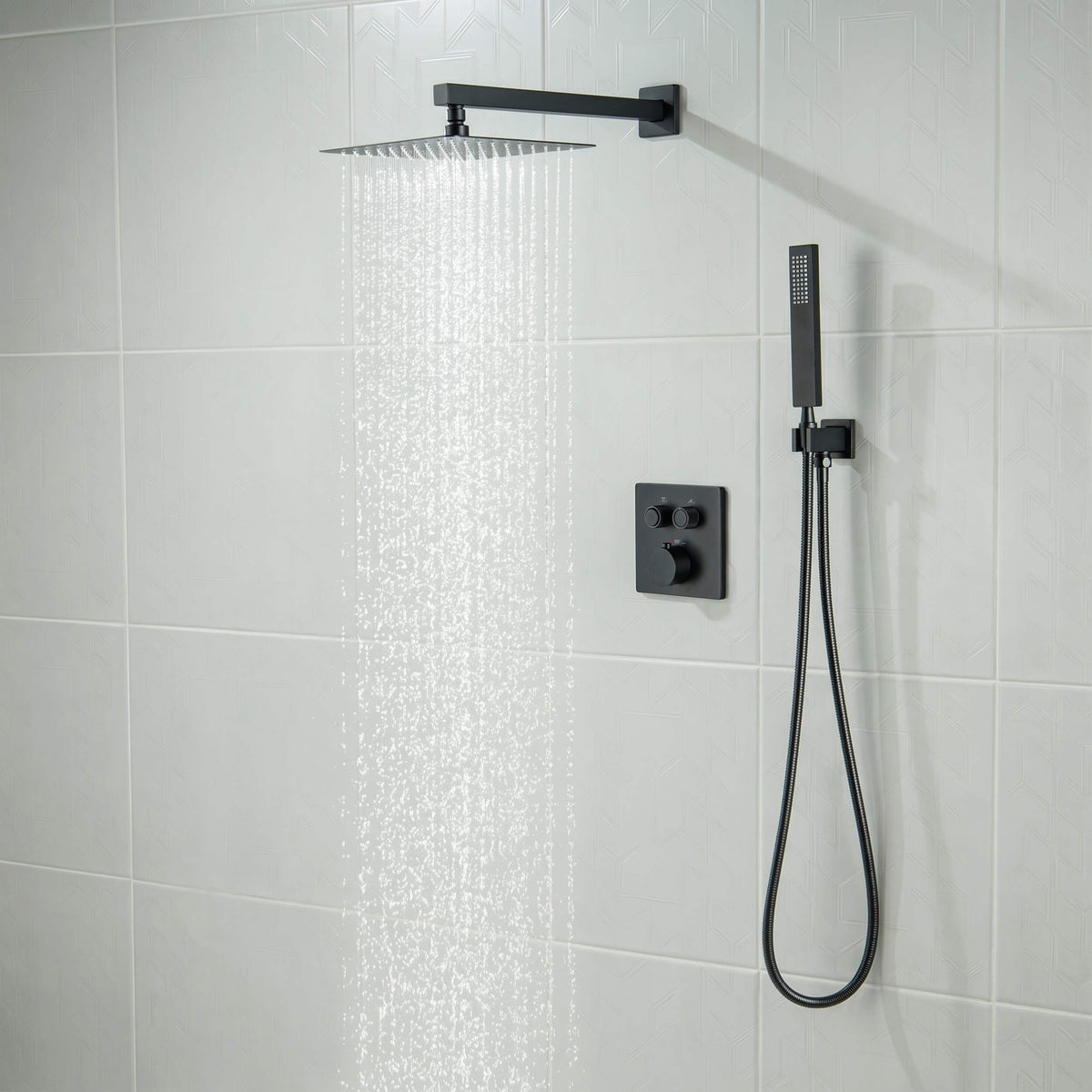 Cube 2-Function Thermostatic Complete Shower Faucet Set - KSF4024