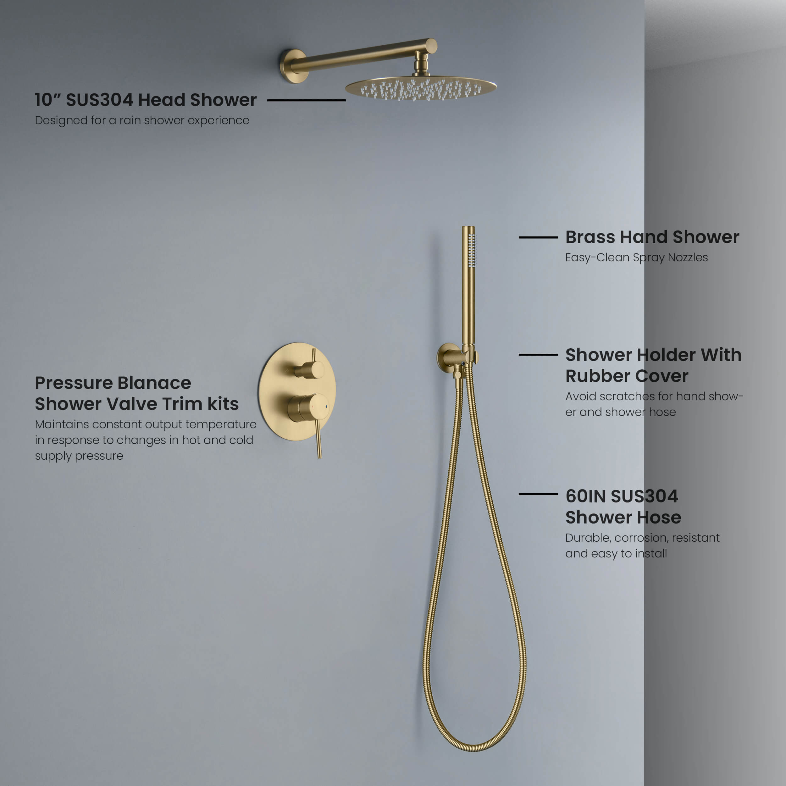 Circular Pressure Balanced 2-Function Shower System with Rough-In Valve KSF403