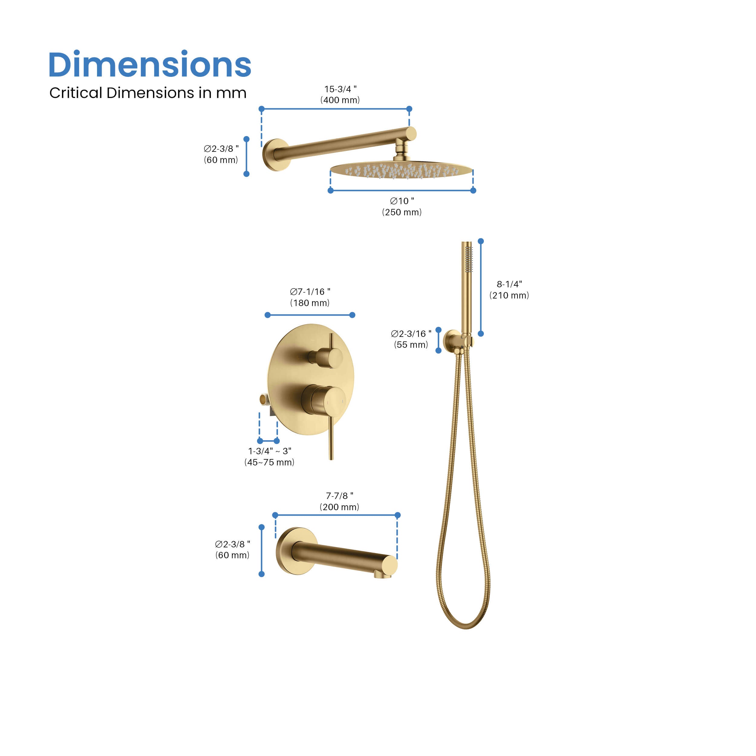Circular Pressure Balanced 3-Function Shower System with Rough-In Valve KSF404