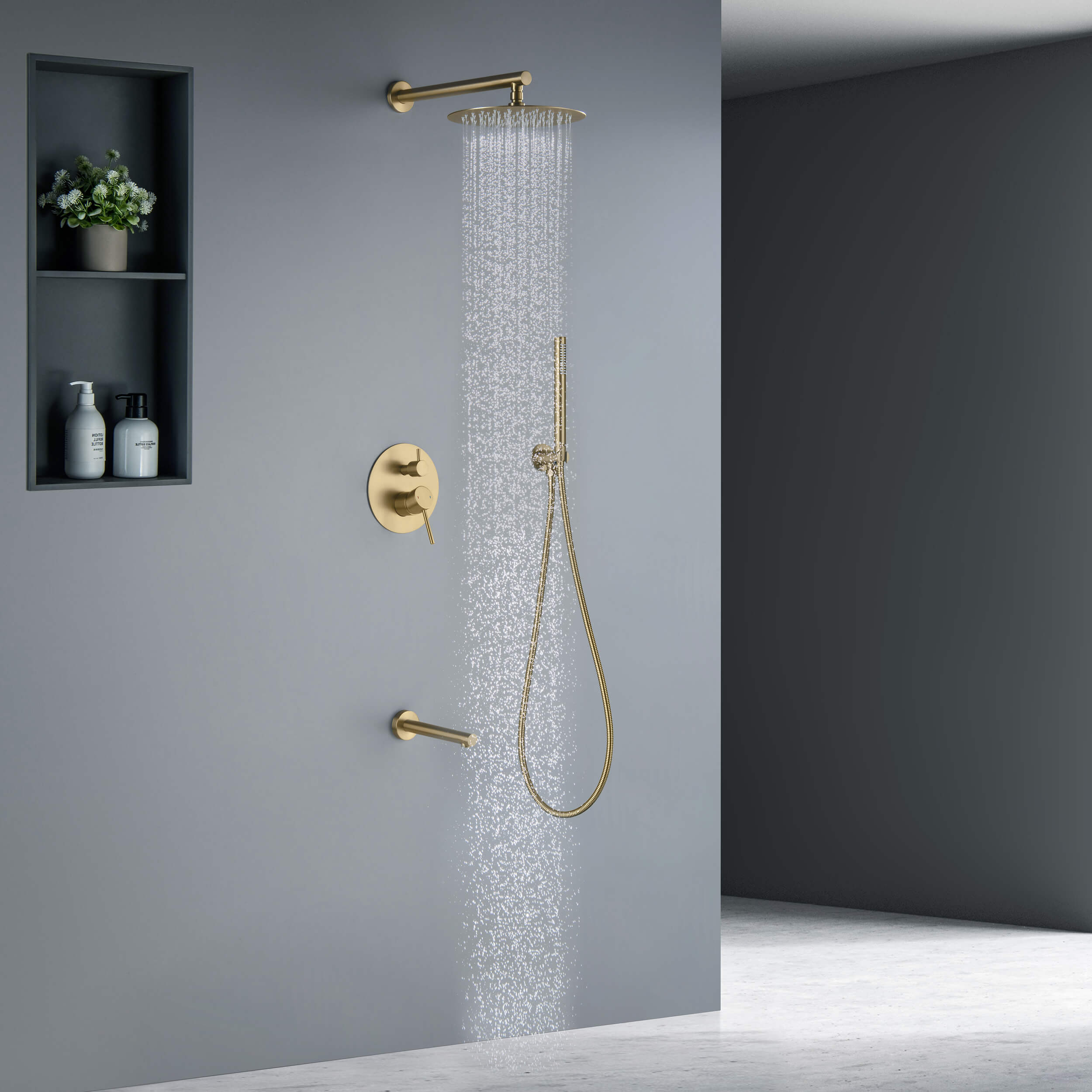 Circular Pressure Balanced 3-Function Shower System with Rough-In Valve KSF404