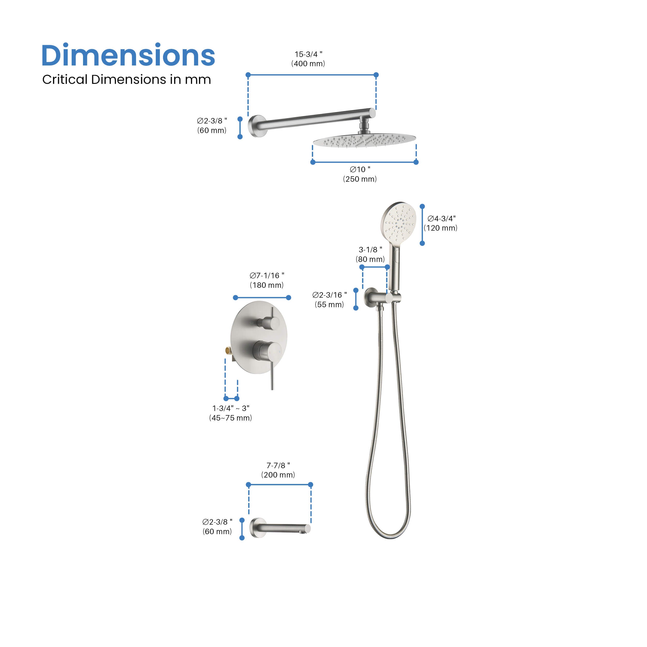 Circular Pressure Balanced 3-Function Shower System with Rough-In Valve KSF404